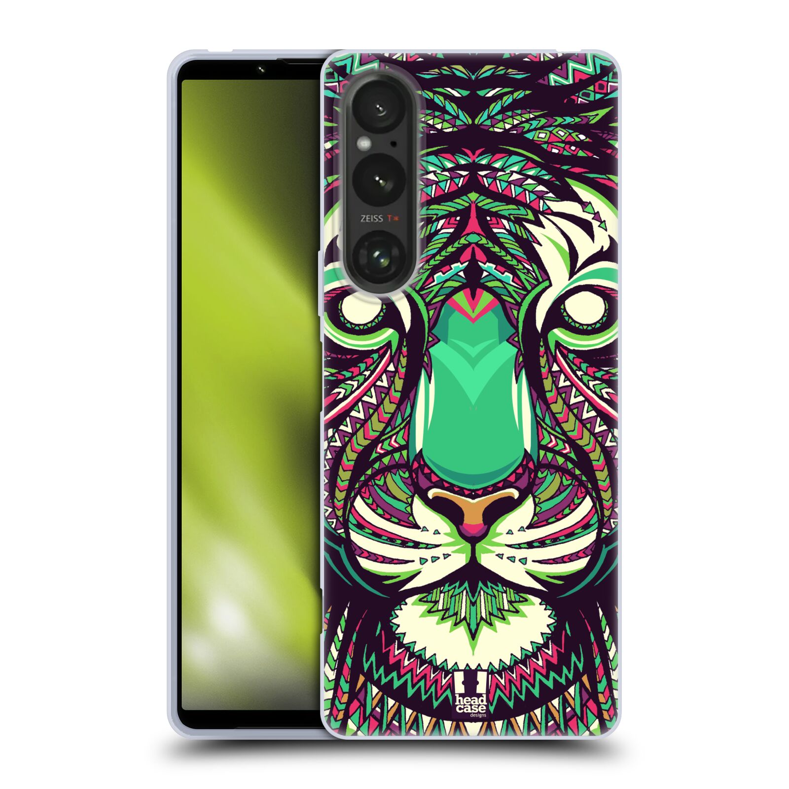 Silikonové pouzdro na mobil Sony Xperia 1 V - Head Case - AZTEC TYGR (Silikonový kryt, obal, pouzdro na mobilní telefon Sony Xperia 1 V s motivem AZTEC TYGR)