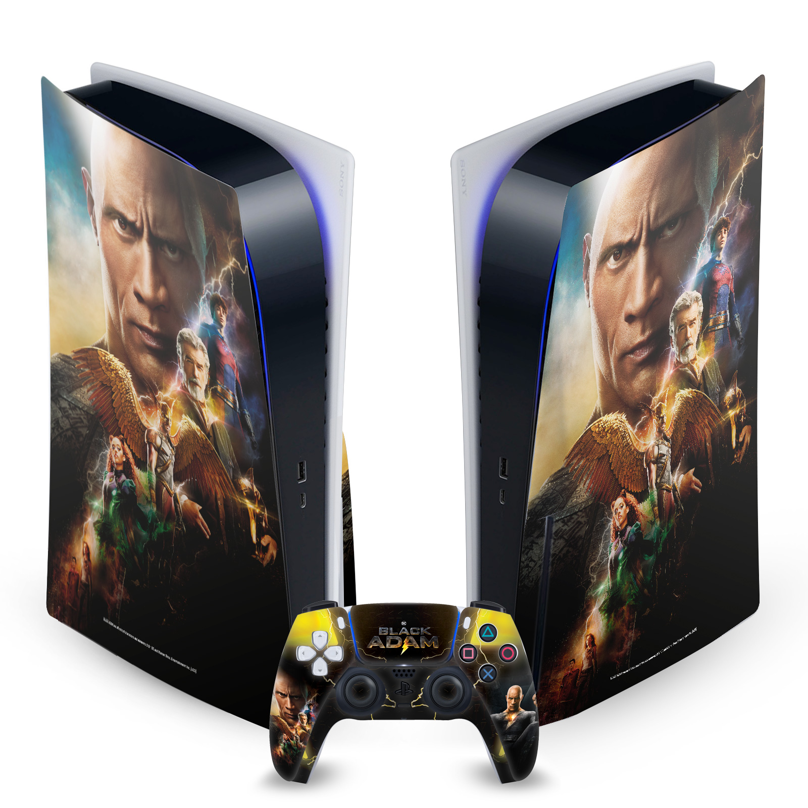 OFFICIAL BLACK ADAM GRAPHIC ART VINYL SKIN FOR SONY PS5 DISC EDITION BUNDLE