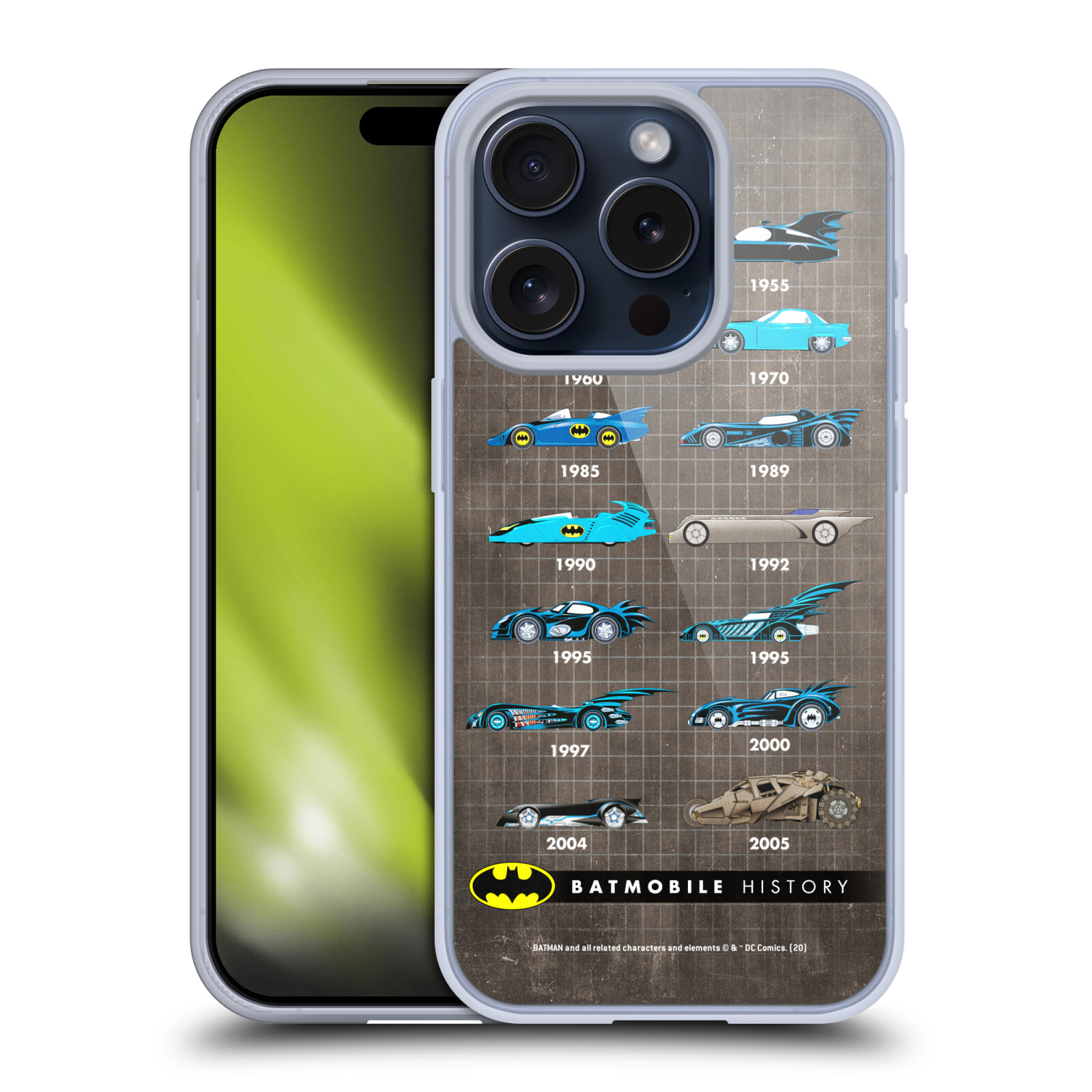 OFFICIAL BATMAN DC COMICS BATMOBILE HISTORY GEL CASE FOR APPLE iPHONE PHONES