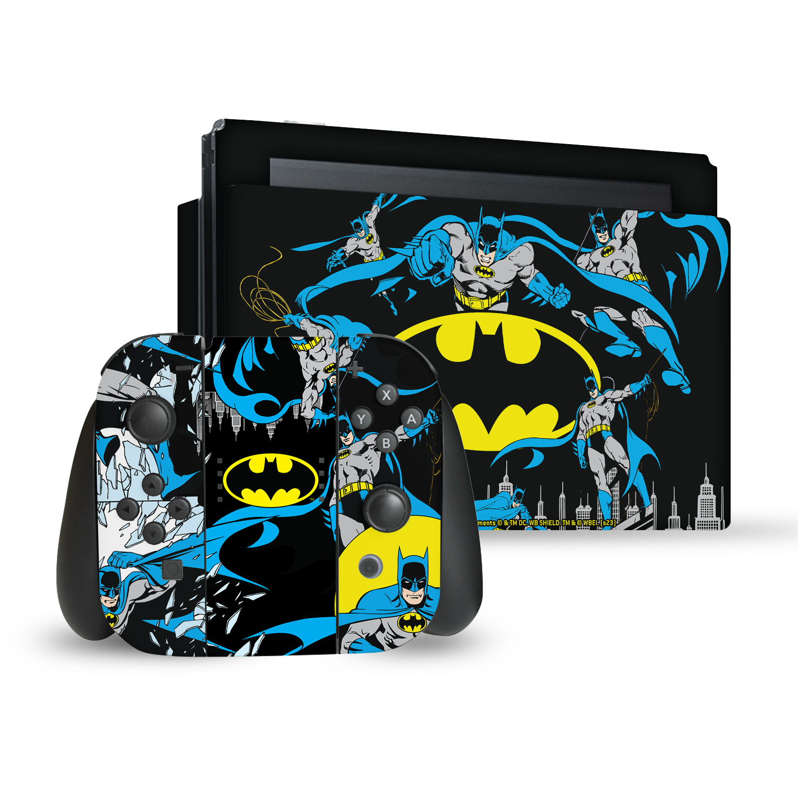 BATMAN DC COMICS LOGOS AND COMIC BOOK VINYL SKIN FOR NINTENDO SWITCH BUNDLE