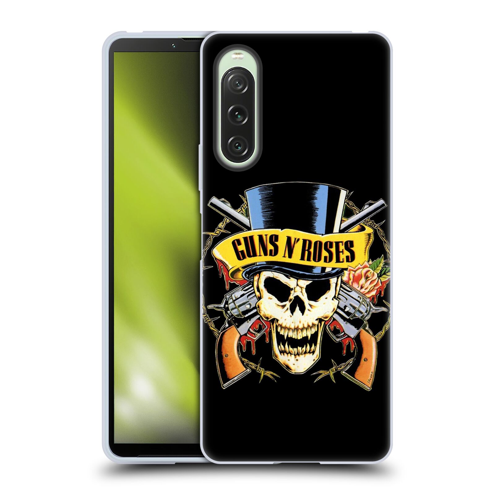 Silikonové pouzdro - Sony Xperia 10 V - Head Case - Guns N' Roses - Lebka (Silikonový kryt, obal, pouzdro na mobilní telefon Sony Xperia 10 V s motivem Guns N' Roses - Lebka)