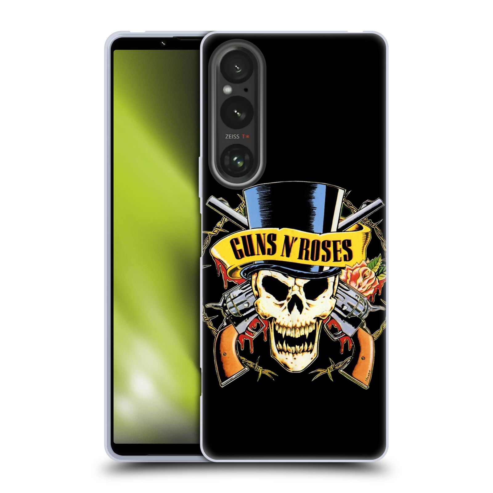 Silikonové pouzdro - Sony Xperia 1 V - Head Case - Guns N' Roses - Lebka (Silikonový kryt, obal, pouzdro na mobilní telefon Sony Xperia 1 V s motivem Guns N' Roses - Lebka)