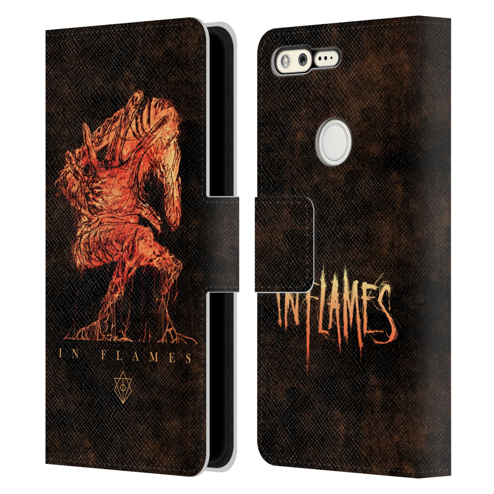 OFFICIAL IN FLAMES METAL GRUNGE LEATHER BOOK WALLET CASE COVER FOR GOOGLE PHONES - Picture 10 of 14