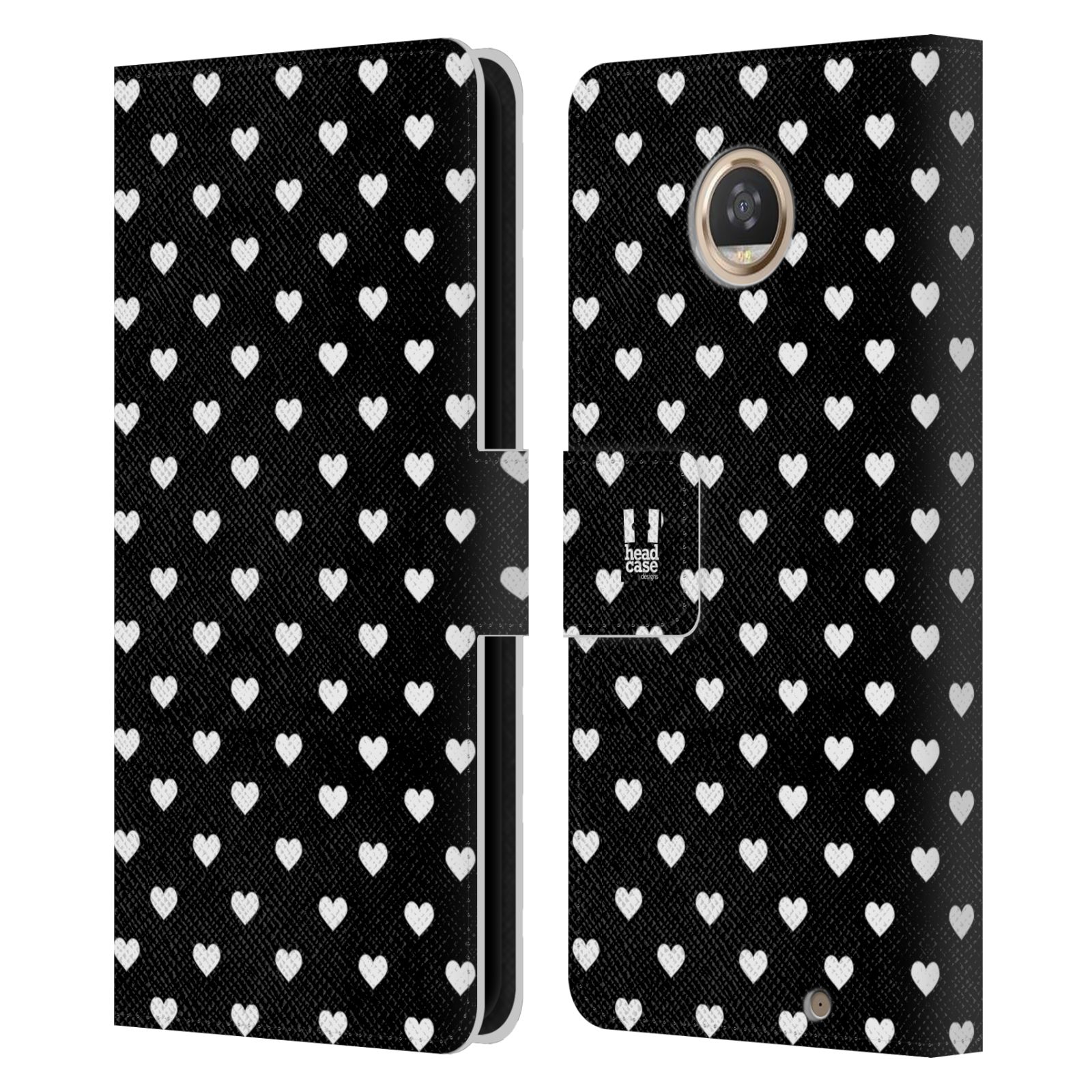 HEAD CASE DESIGNS BLACK AND WHITE PATTERNS LEATHER BOOK CASE FOR MOTOROLA PHONES - Picture 10 of 14