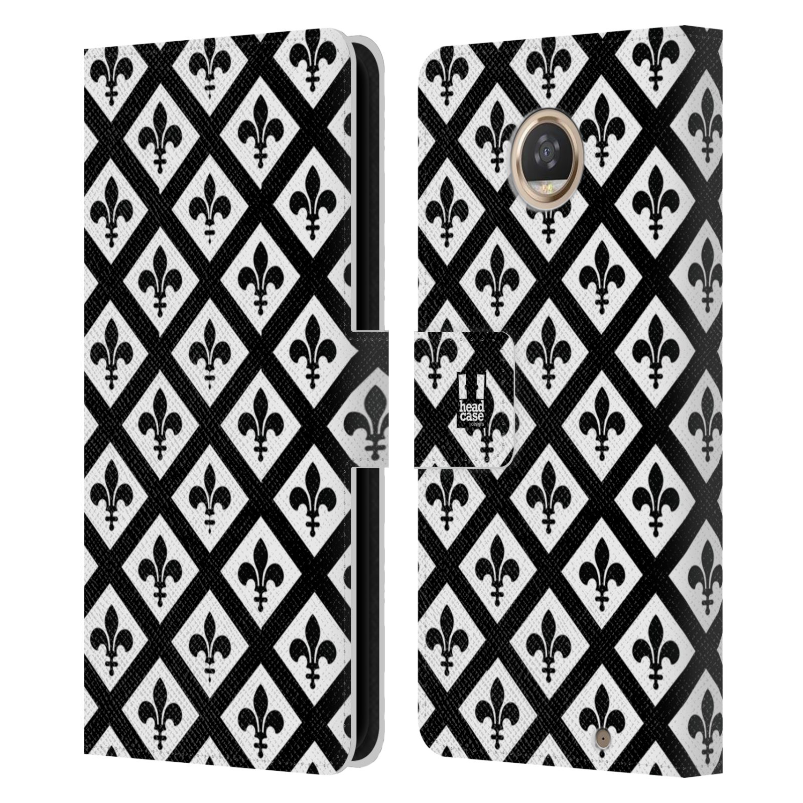 HEAD CASE DESIGNS BLACK AND WHITE PATTERNS LEATHER BOOK CASE FOR MOTOROLA PHONES - Picture 11 of 14