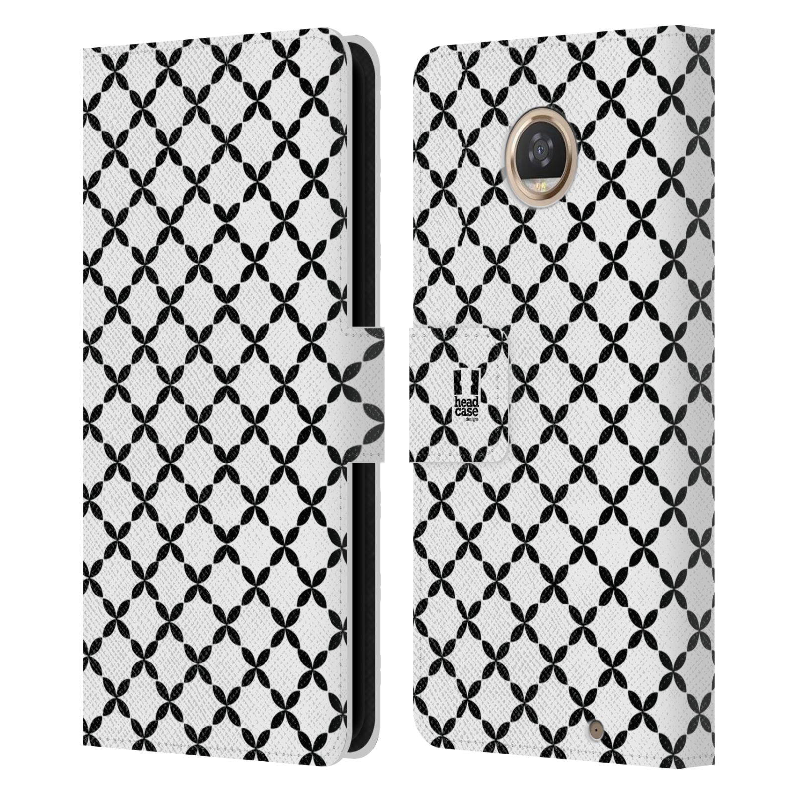 HEAD CASE DESIGNS BLACK AND WHITE PATTERNS LEATHER BOOK CASE FOR MOTOROLA PHONES - Picture 14 of 14