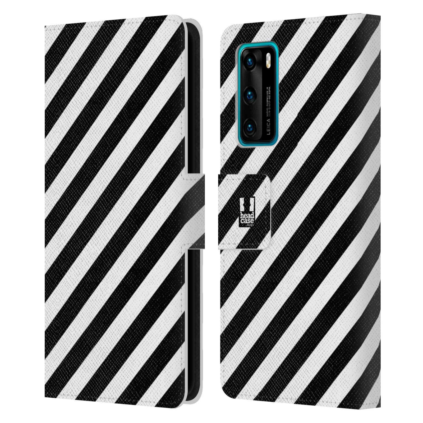 HEAD CASE DESIGNS BLACK AND WHITE PATTERNS LEATHER BOOK CASE FOR HUAWEI PHONES 4 - Picture 7 of 7