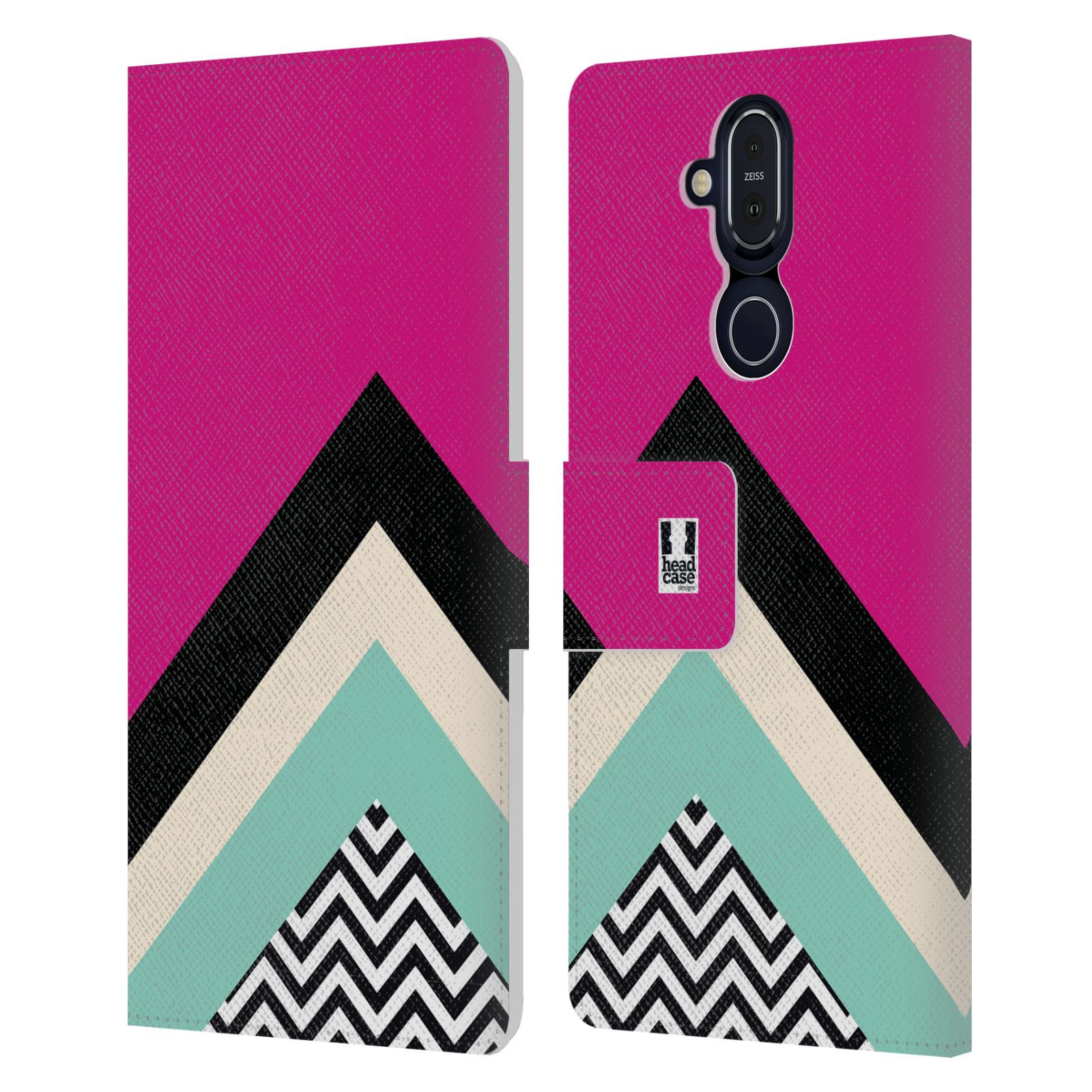 HEAD CASE DESIGNS COLOUR BLOCK CHEVRON LEATHER BOOK WALLET CASE FOR NOKIA PHONES - Picture 8 of 16