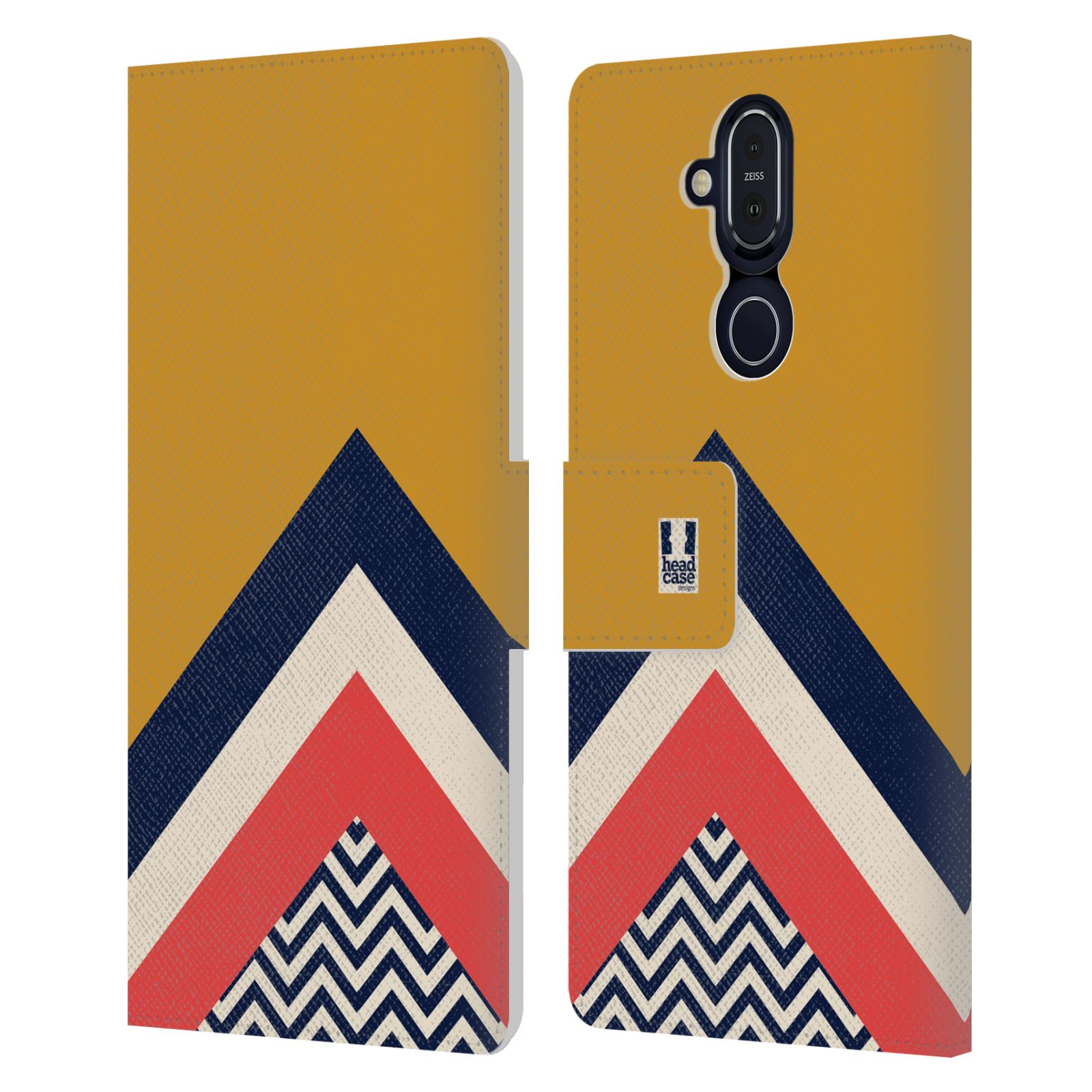 HEAD CASE DESIGNS COLOUR BLOCK CHEVRON LEATHER BOOK WALLET CASE FOR NOKIA PHONES - Picture 10 of 16