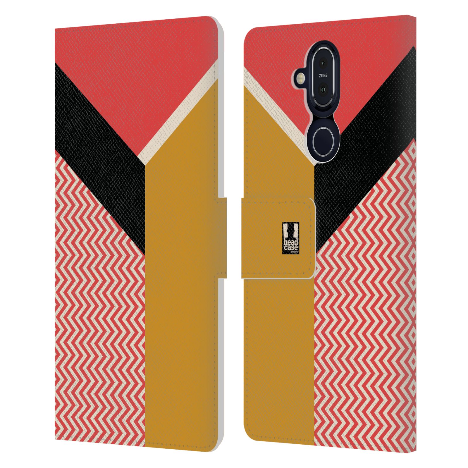 HEAD CASE DESIGNS COLOUR BLOCK CHEVRON LEATHER BOOK WALLET CASE FOR NOKIA PHONES - Picture 14 of 16