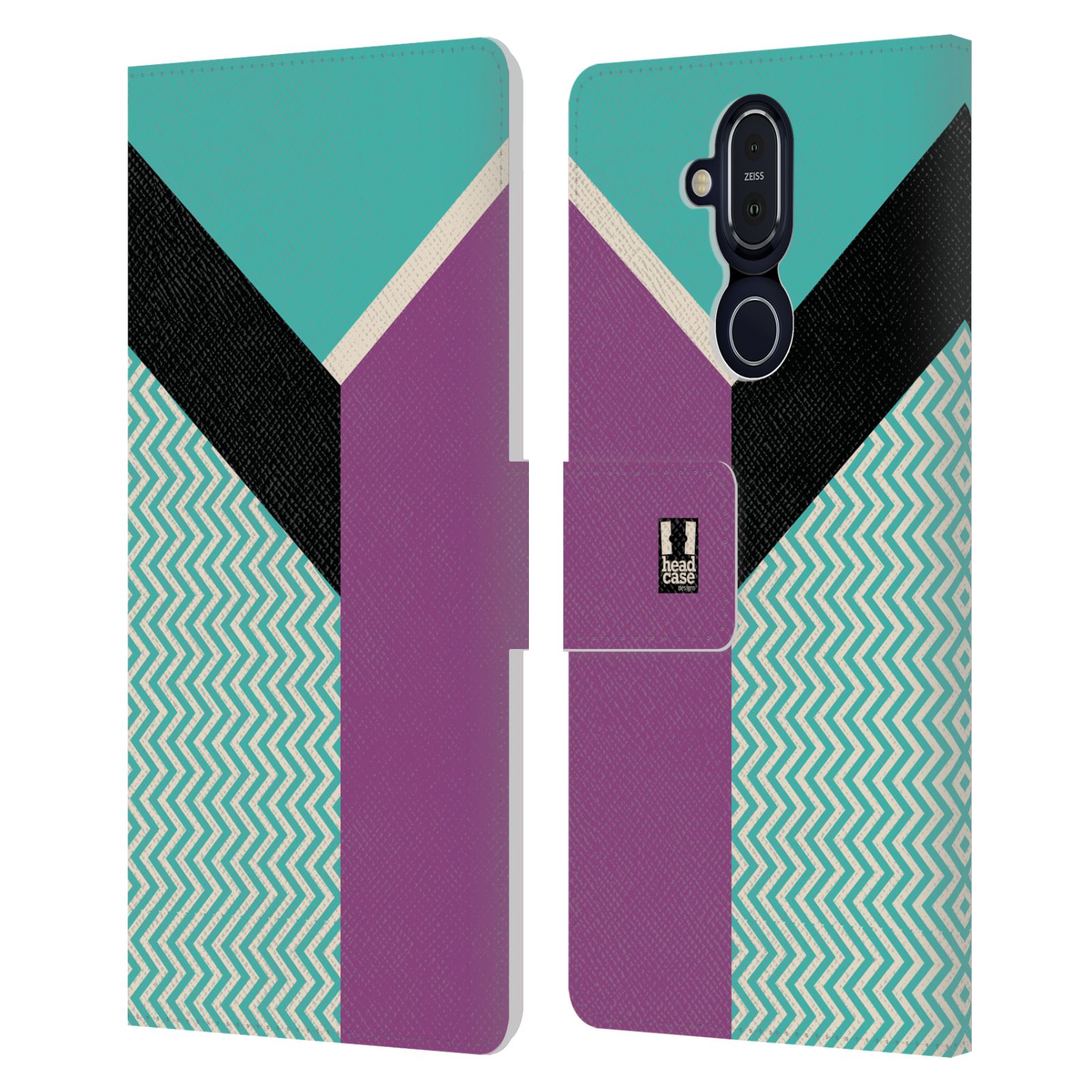HEAD CASE DESIGNS COLOUR BLOCK CHEVRON LEATHER BOOK WALLET CASE FOR NOKIA PHONES - Picture 15 of 16