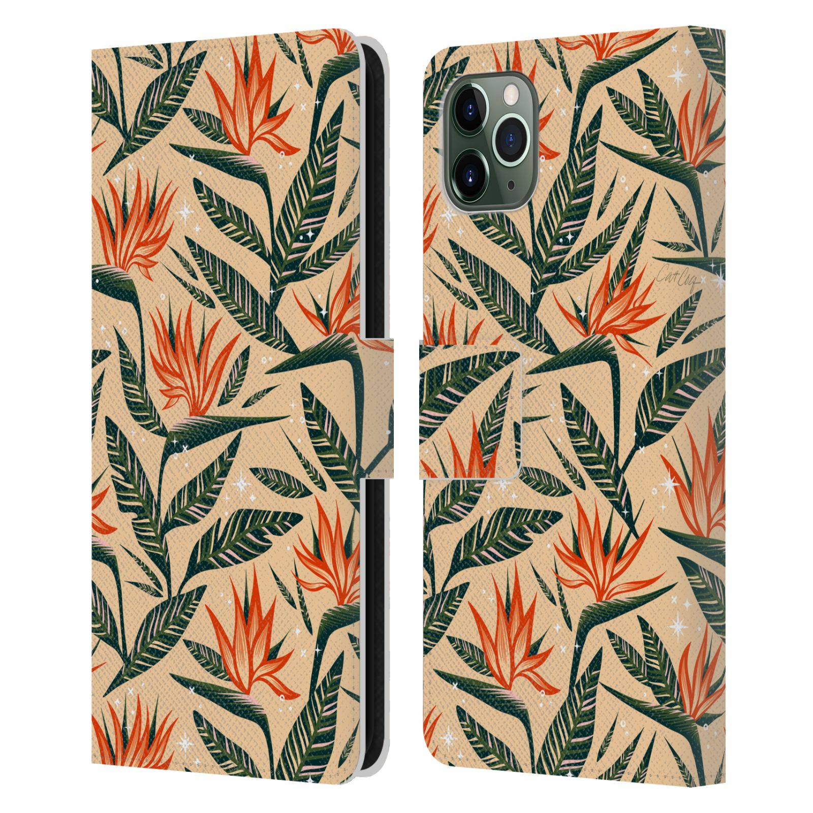 CAT COQUILLETTE TROPICAL WILDLIFE LEATHER BOOK WALLET CASE FOR APPLE iPHONE - Picture 9 of 16