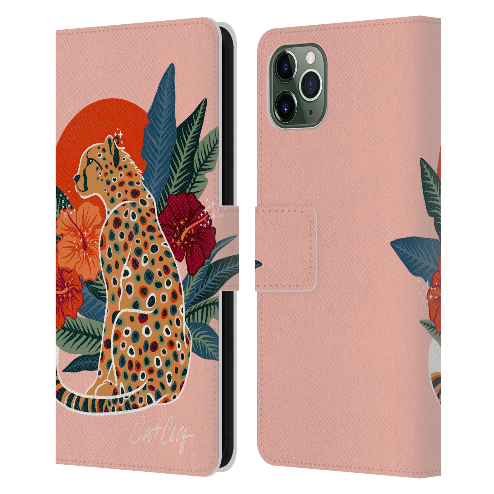 CAT COQUILLETTE TROPICAL WILDLIFE LEATHER BOOK WALLET CASE FOR APPLE iPHONE - Picture 10 of 16
