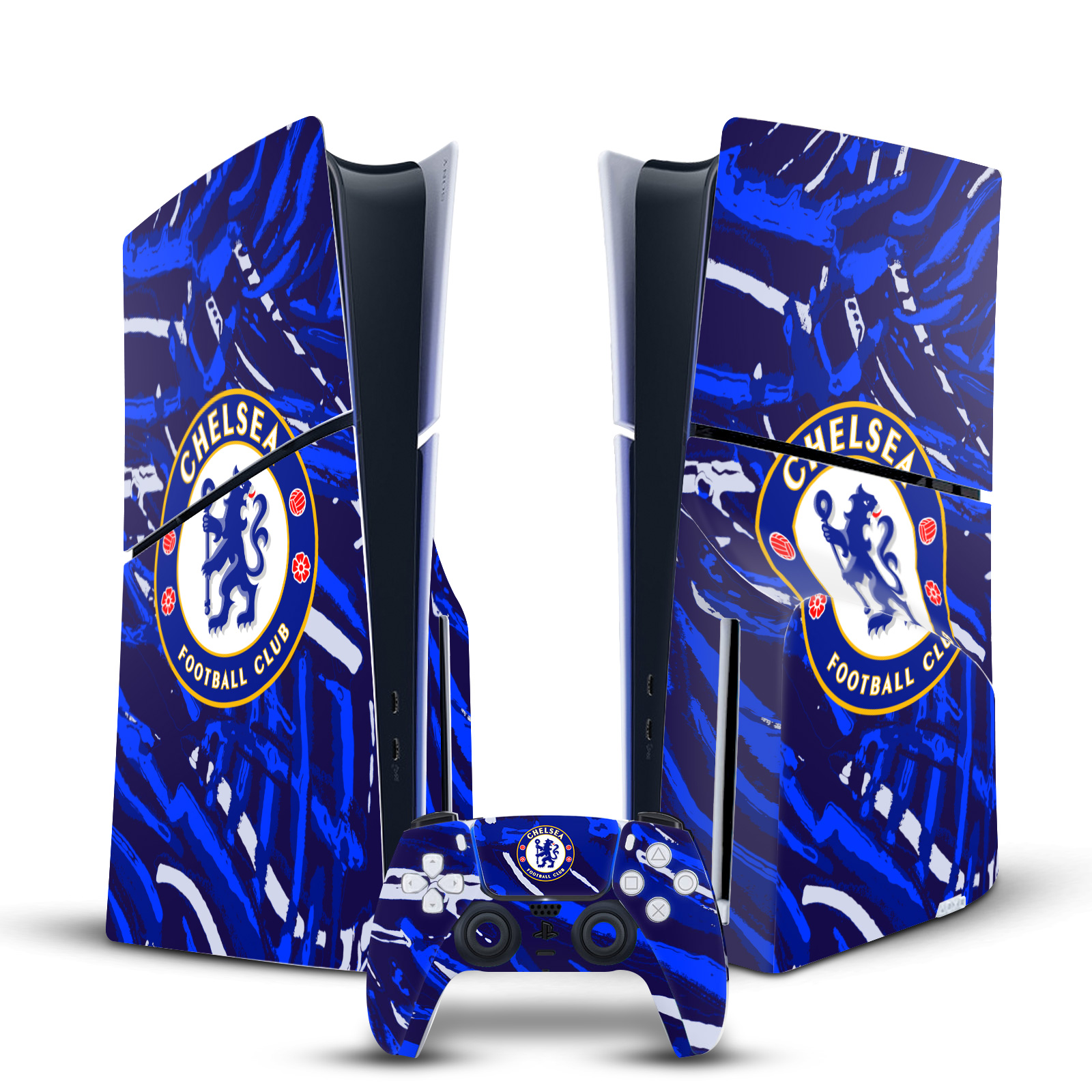 CHELSEA FOOTBALL CLUB ART VINYL SKIN FOR PS5 SLIM DISC CONSOLE & CONTROLLER