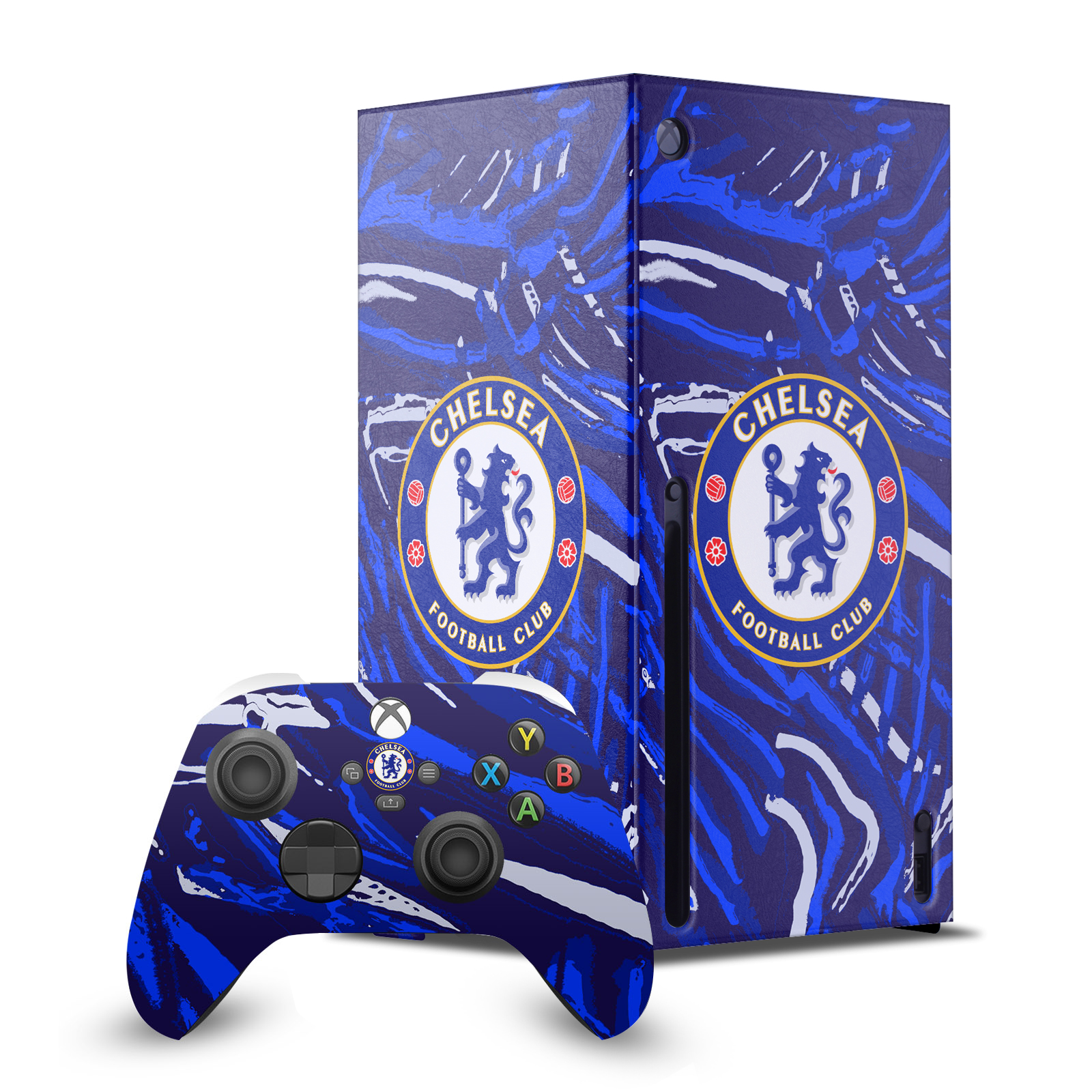 CHELSEA FOOTBALL CLUB ART CONSOLE WRAP AND CONTROLLER SKIN FOR XBOX SERIES X