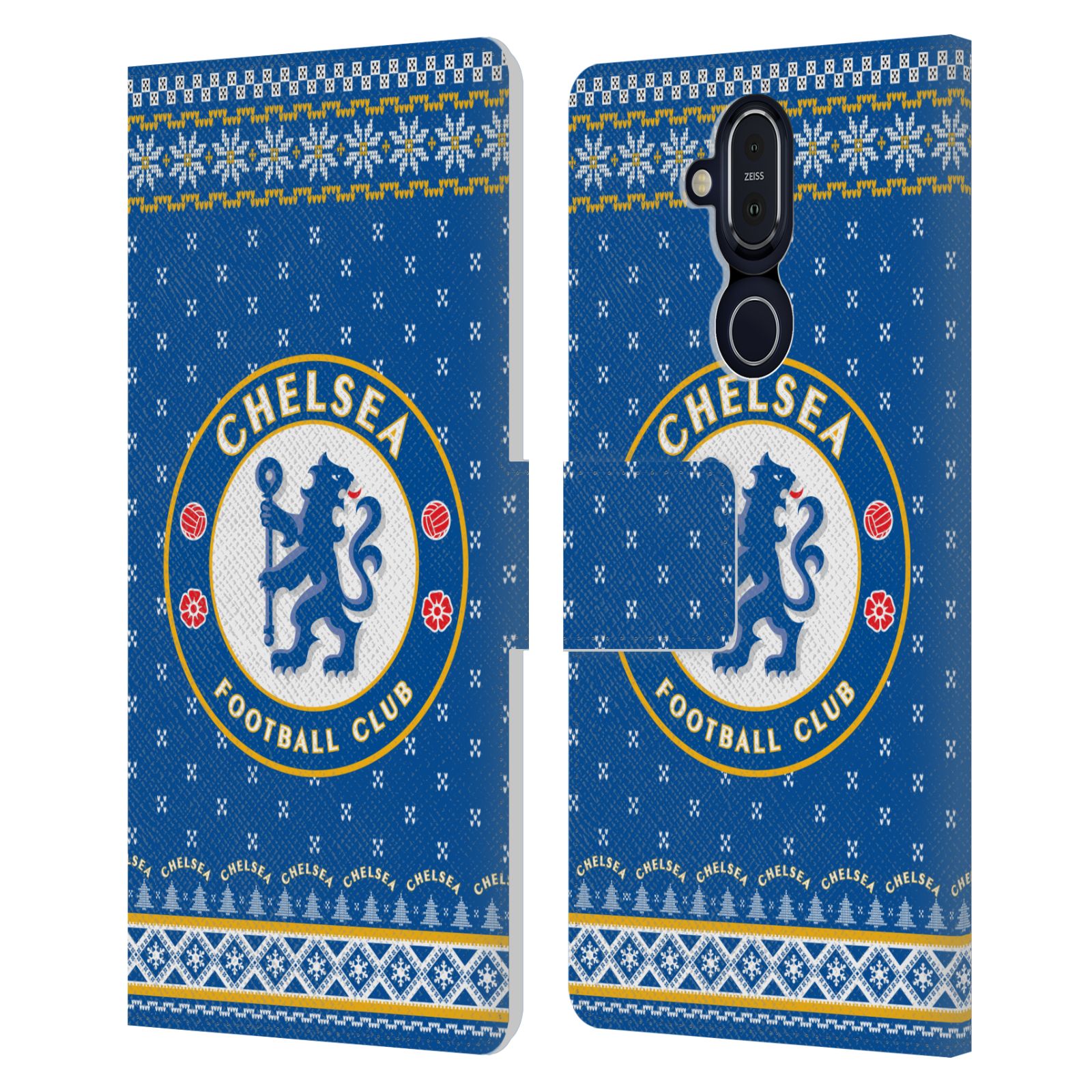 CHELSEA FOOTBALL CLUB CHRISTMAS JUMPER LEATHER BOOK CASE FOR MICROSOFT PHONES - Picture 8 of 8