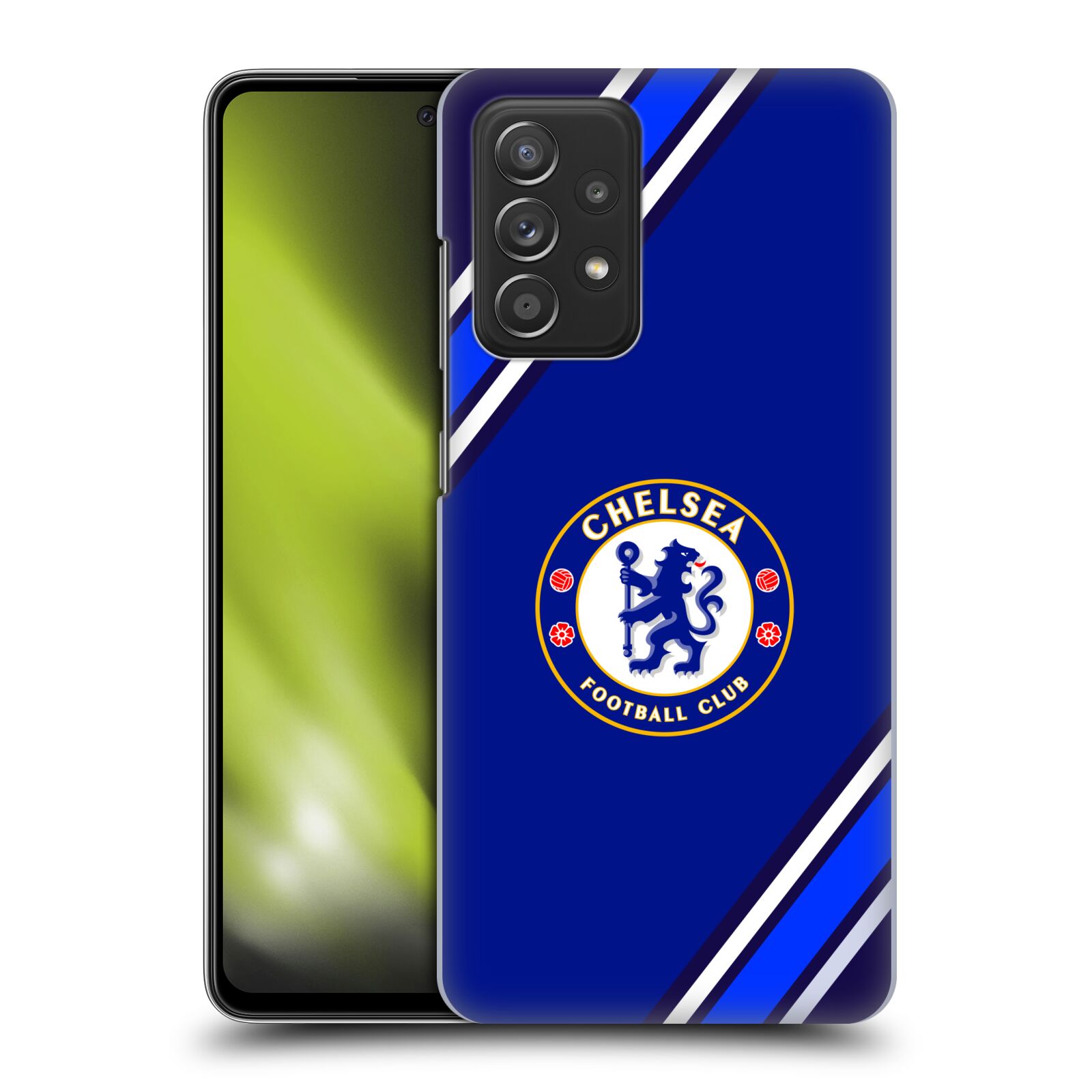 Plastové pouzdro na mobil Samsung Galaxy A52 / A52 5G / A52s 5G - Chelsea Football Club Crest Stripes (Plastový kryt, pouzdro, obal na mobilní telefon Samsung Galaxy A52 (SM-A525F) / Samsung Galaxy A52 5G (SM-A526F) / Samsung Galaxy A52s 5G (SM-A528F) s)
