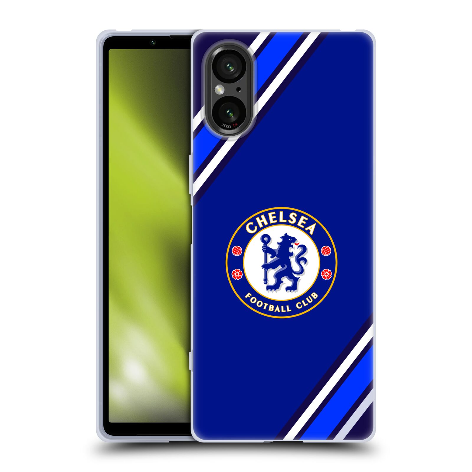 Silikonové pouzdro - Sony Xperia 5 V - Chelsea Football Club Crest Stripes (Silikonový kryt, obal, pouzdro na mobilní telefon Sony Xperia 5 V s licencovaným motivem Chelsea Football Club Crest Stripes)