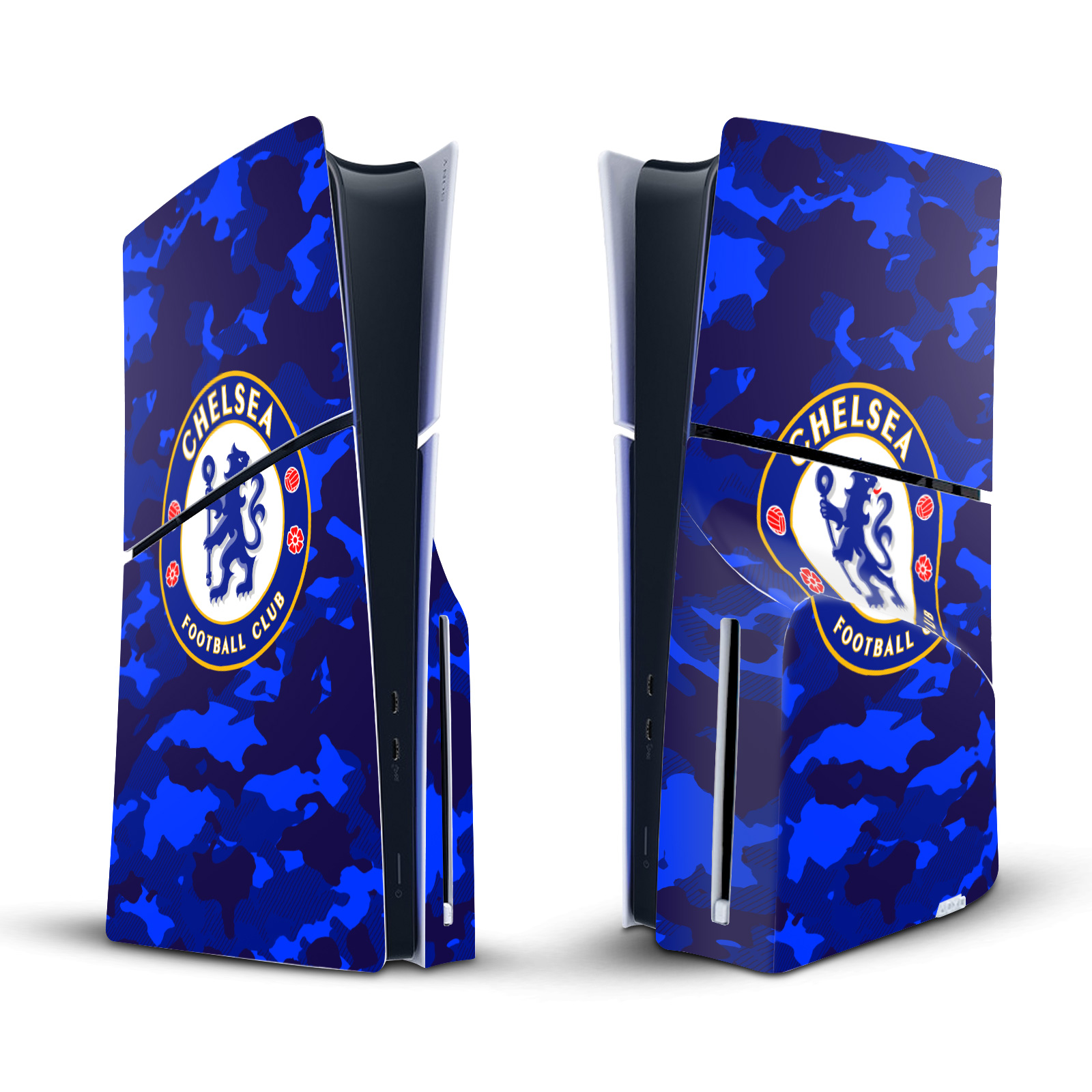 CHELSEA FOOTBALL CLUB MIXED LOGO VINYL SKIN DECAL FOR SONY PS5 SLIM DISC CONSOLE