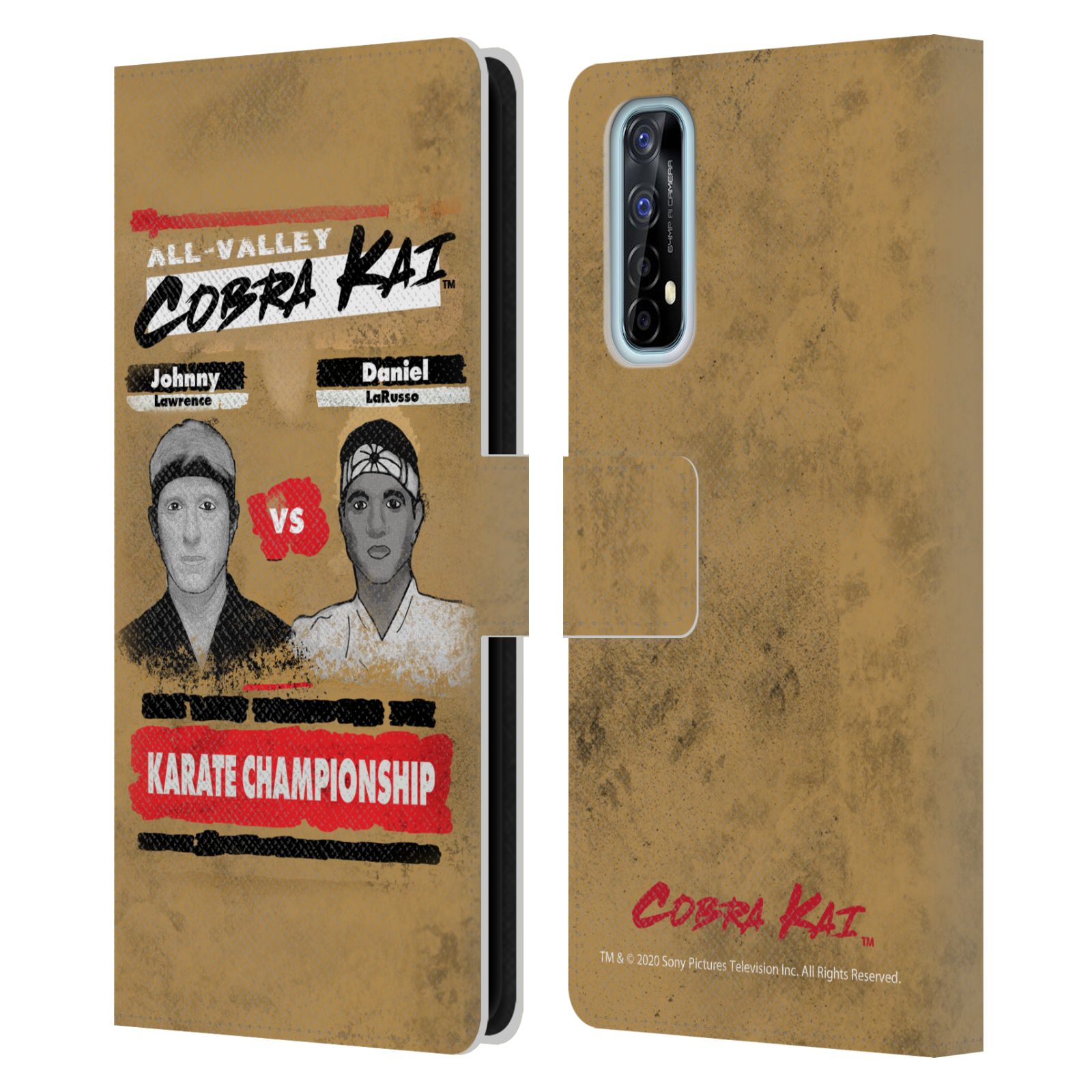 FUNDA BILLETERA OFICIAL COBRA KAI GRAPHICS 2 LIBROS DE CUERO PARA TELÉFONOS REALME - Imagen 10 de 17