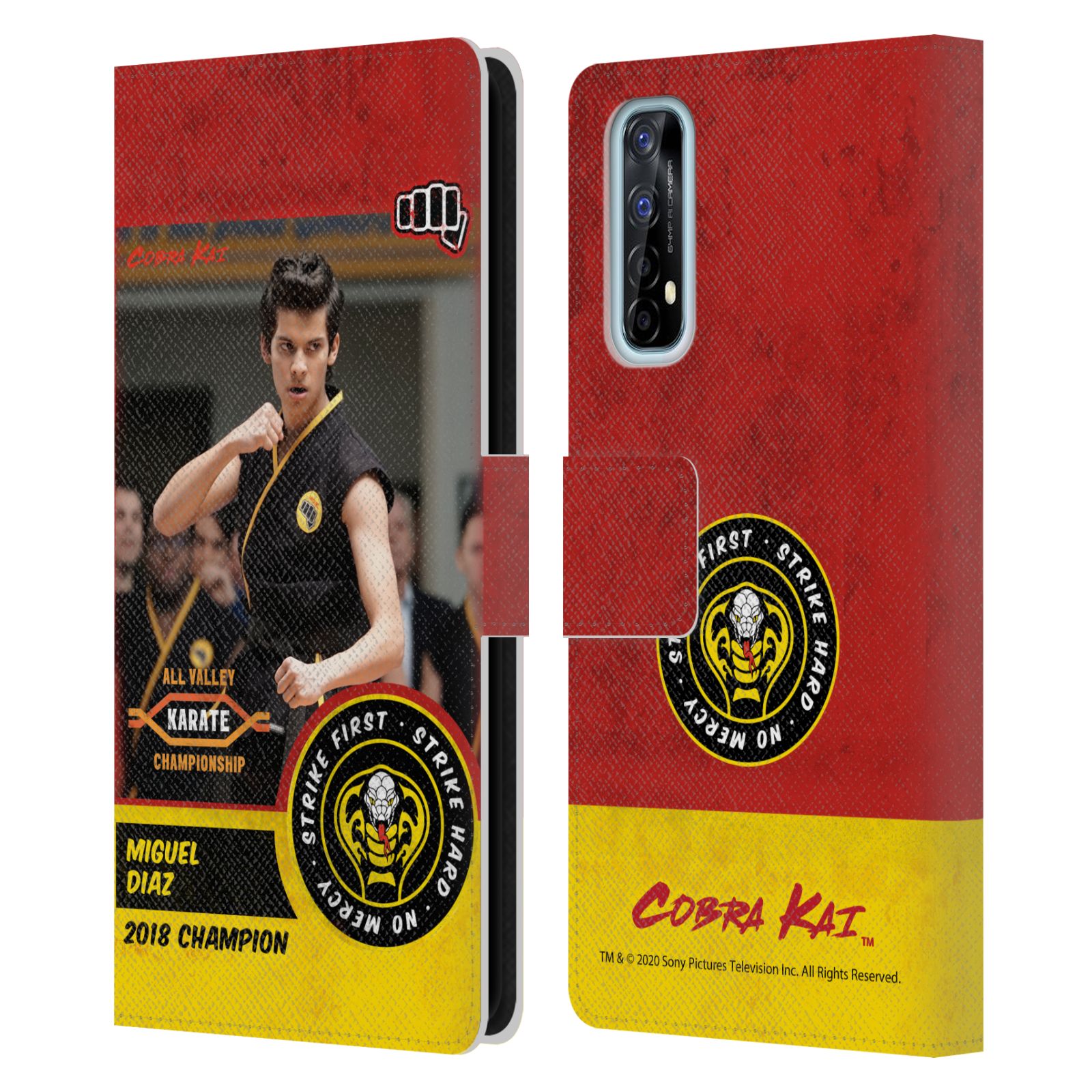 FUNDA BILLETERA OFICIAL COBRA KAI GRAPHICS 2 LIBROS DE CUERO PARA TELÉFONOS REALME - Imagen 13 de 17