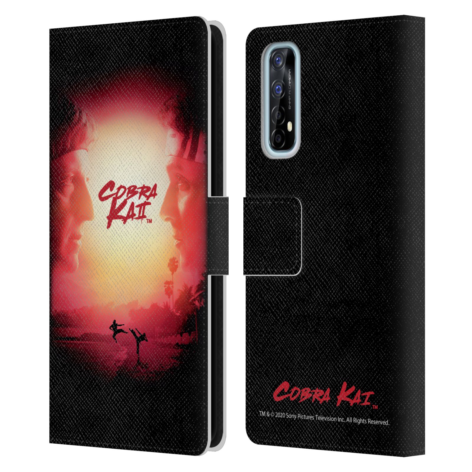 FUNDA BILLETERA OFICIAL COBRA KAI GRAPHICS 2 LIBROS DE CUERO PARA TELÉFONOS REALME - Imagen 15 de 17