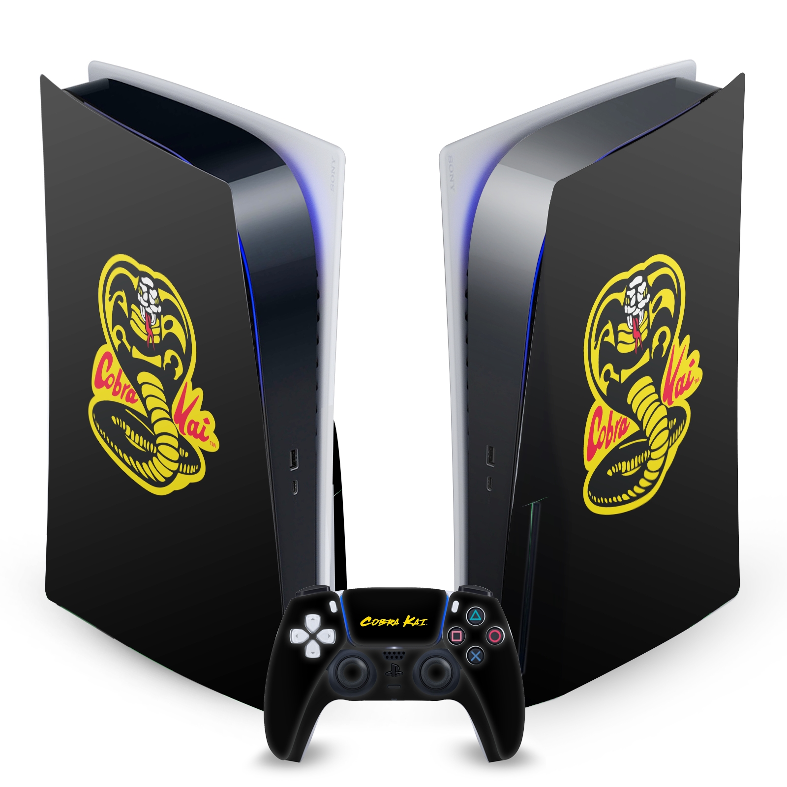 OFFICIAL COBRA KAI ICONIC VINYL SKIN DECAL FOR SONY PS5 DISC EDITION BUNDLE