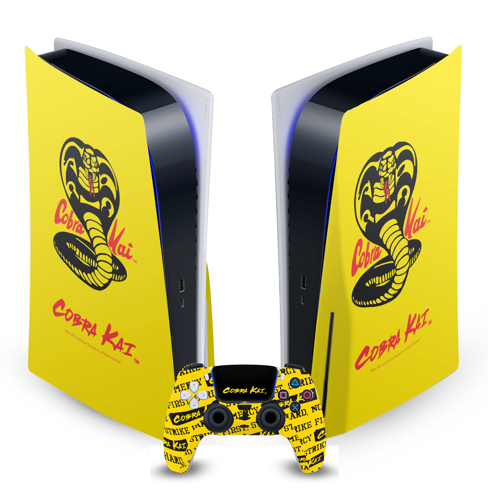 OFFICIAL COBRA KAI ICONIC VINYL SKIN DECAL FOR SONY PS5 DISC EDITION BUNDLE