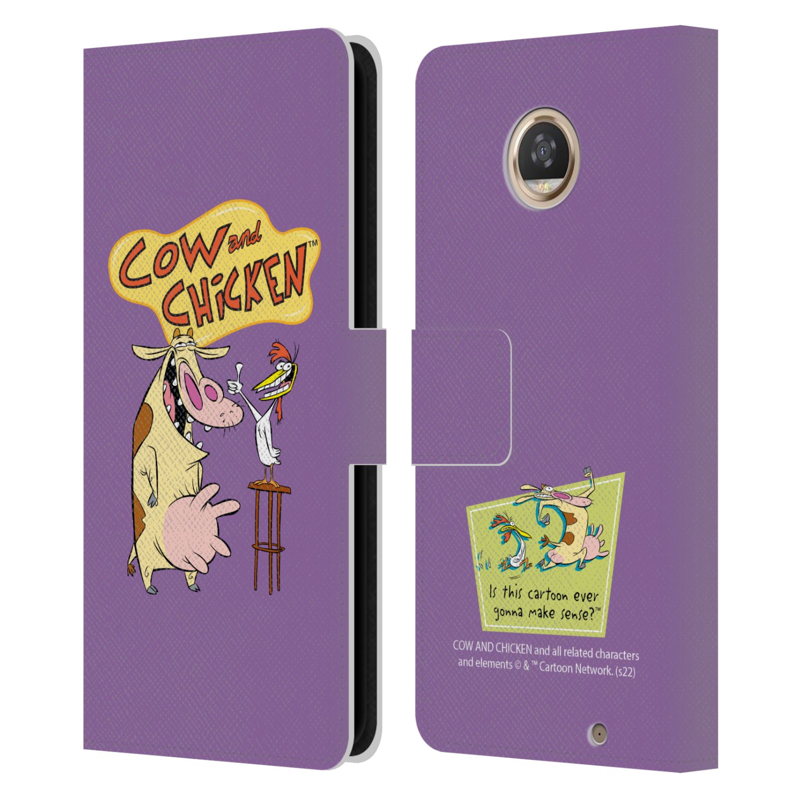 OFFICIAL COW AND CHICKEN GRAPHICS LEATHER BOOK WALLET CASE FOR MOTOROLA PHONES 2