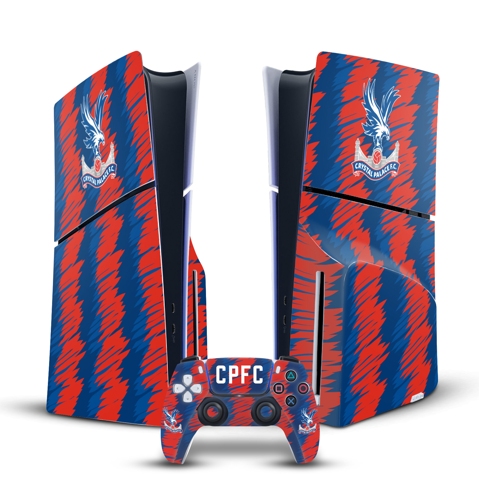 CRYSTAL PALACE FC 2024/25 CREST KIT VINYL SKIN FOR PS5 SLIM DISC EDITION BUNDLE