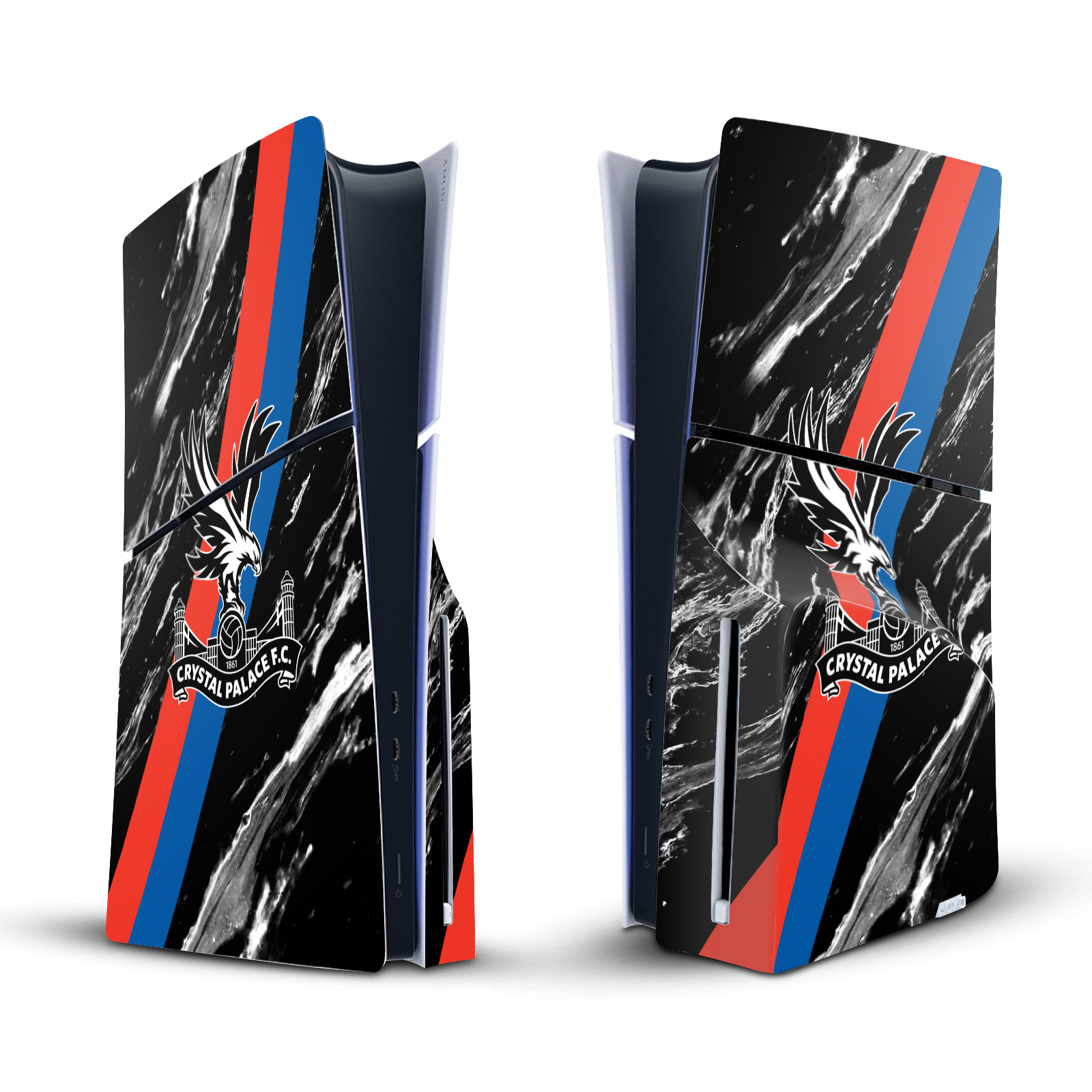 OFFICIAL CRYSTAL PALACE FC LOGO ART VINYL SKIN FOR SONY PS5 SLIM DISC CONSOLE