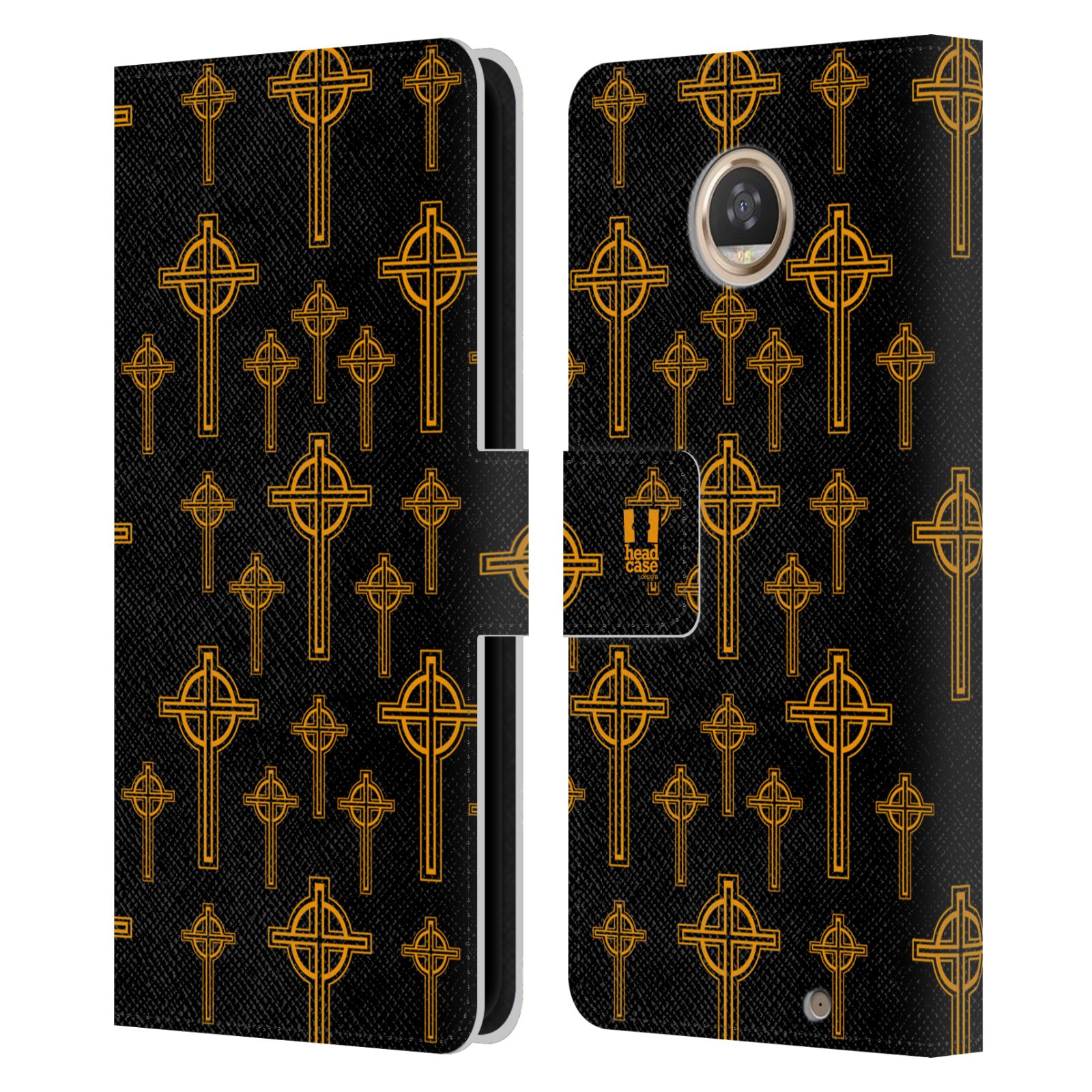 HEAD CASE DESIGNS CROSS PRINTS LEATHER BOOK WALLET CASE FOR MOTOROLA PHONES