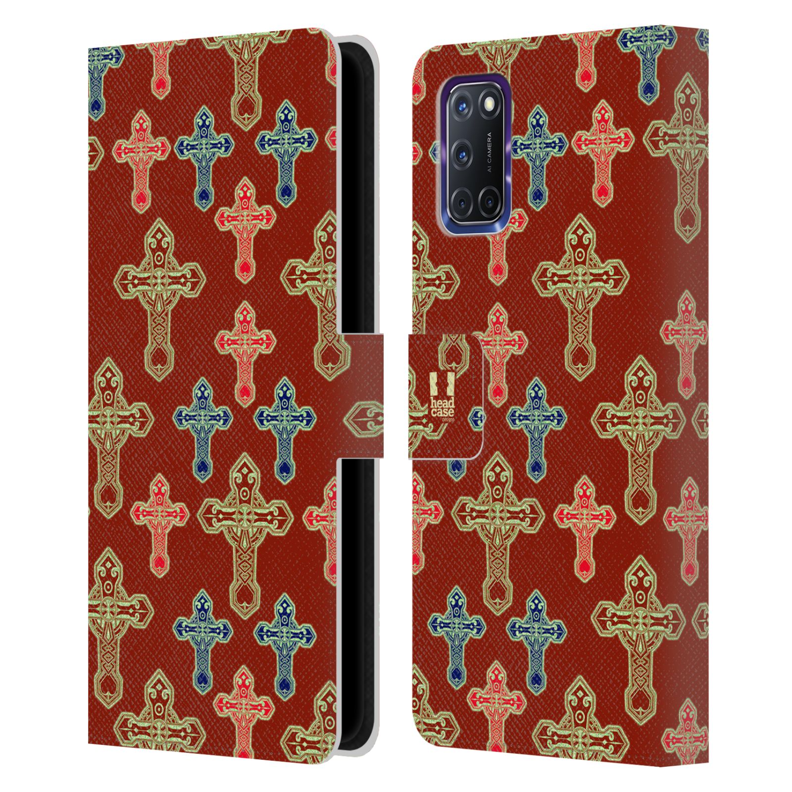 HEAD CASE DESIGNS CROSS PRINTS LEATHER BOOK WALLET CASE COVER FOR OPPO PHONES