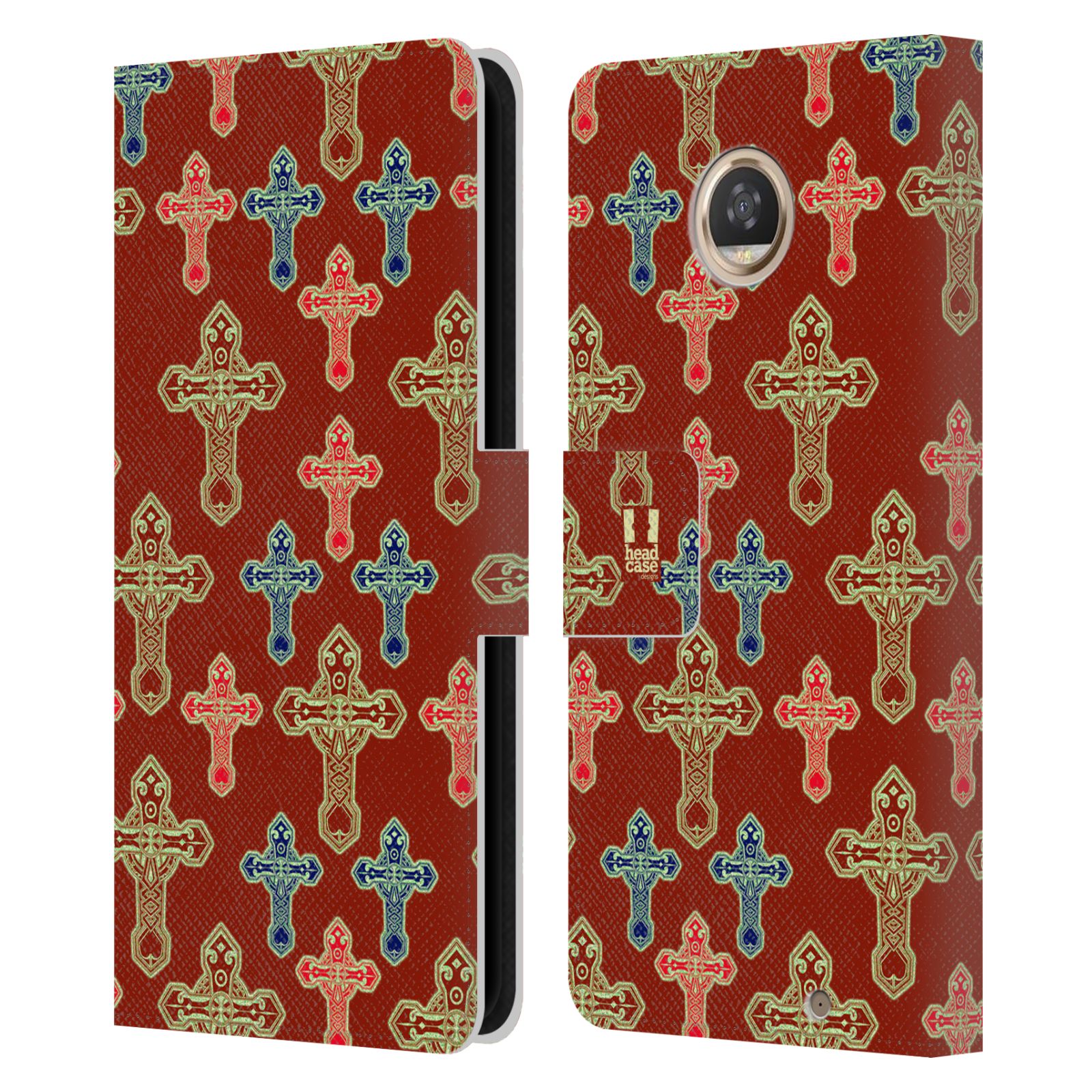 HEAD CASE DESIGNS CROSS PRINTS LEATHER BOOK WALLET CASE FOR MOTOROLA PHONES