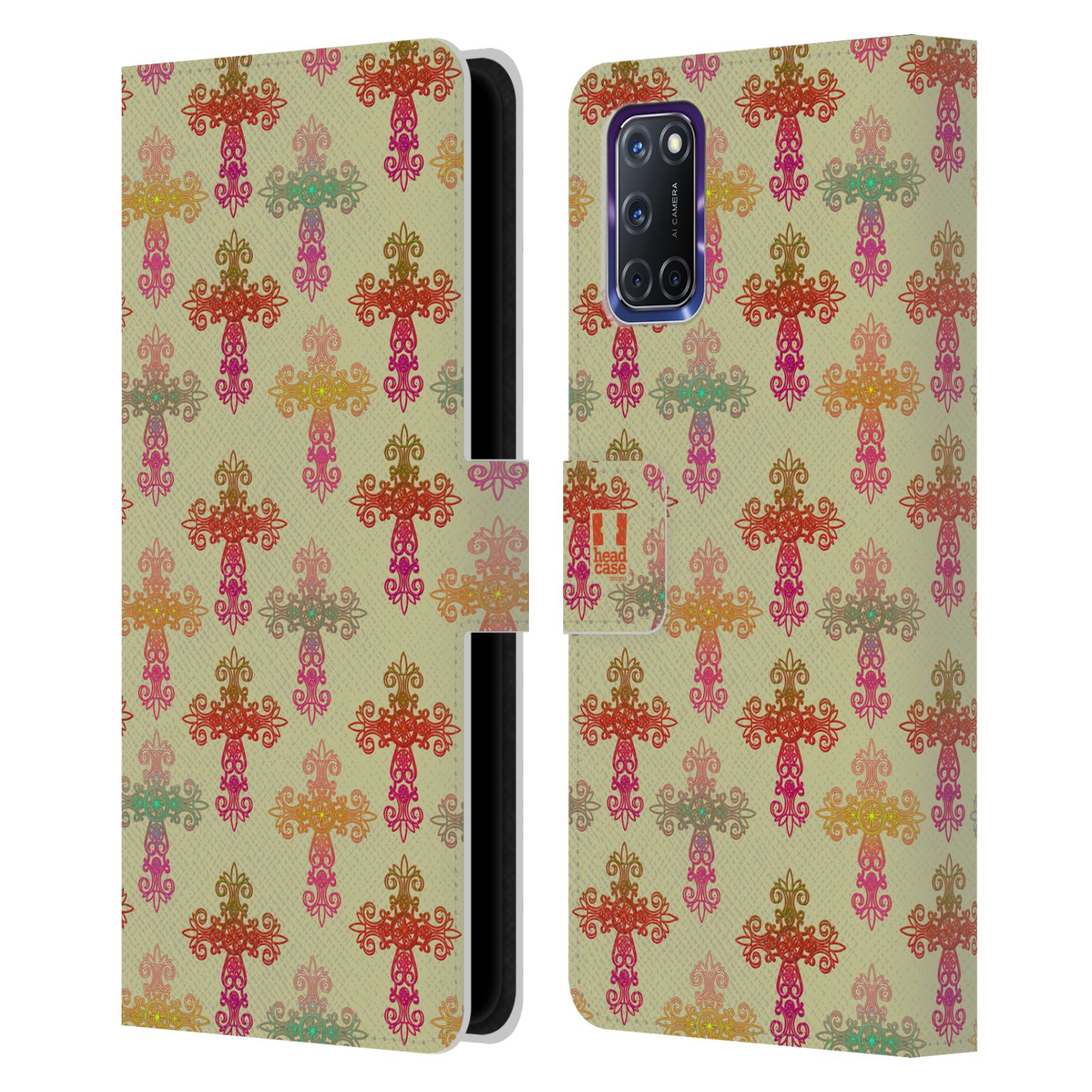 HEAD CASE DESIGNS CROSS PRINTS LEATHER BOOK WALLET CASE COVER FOR OPPO PHONES