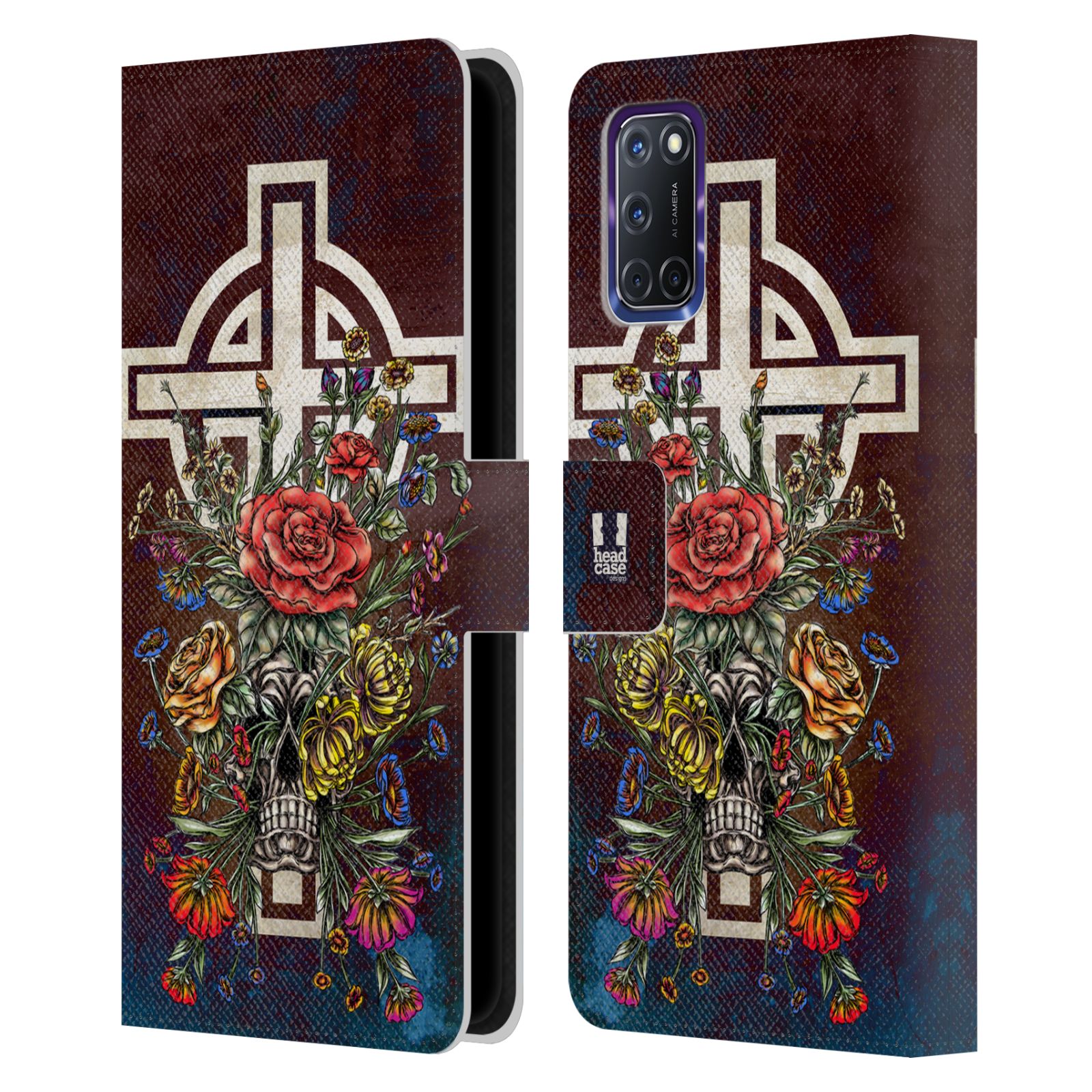 HEAD CASE DESIGNS CROSS PRINTS LEATHER BOOK WALLET CASE COVER FOR OPPO PHONES