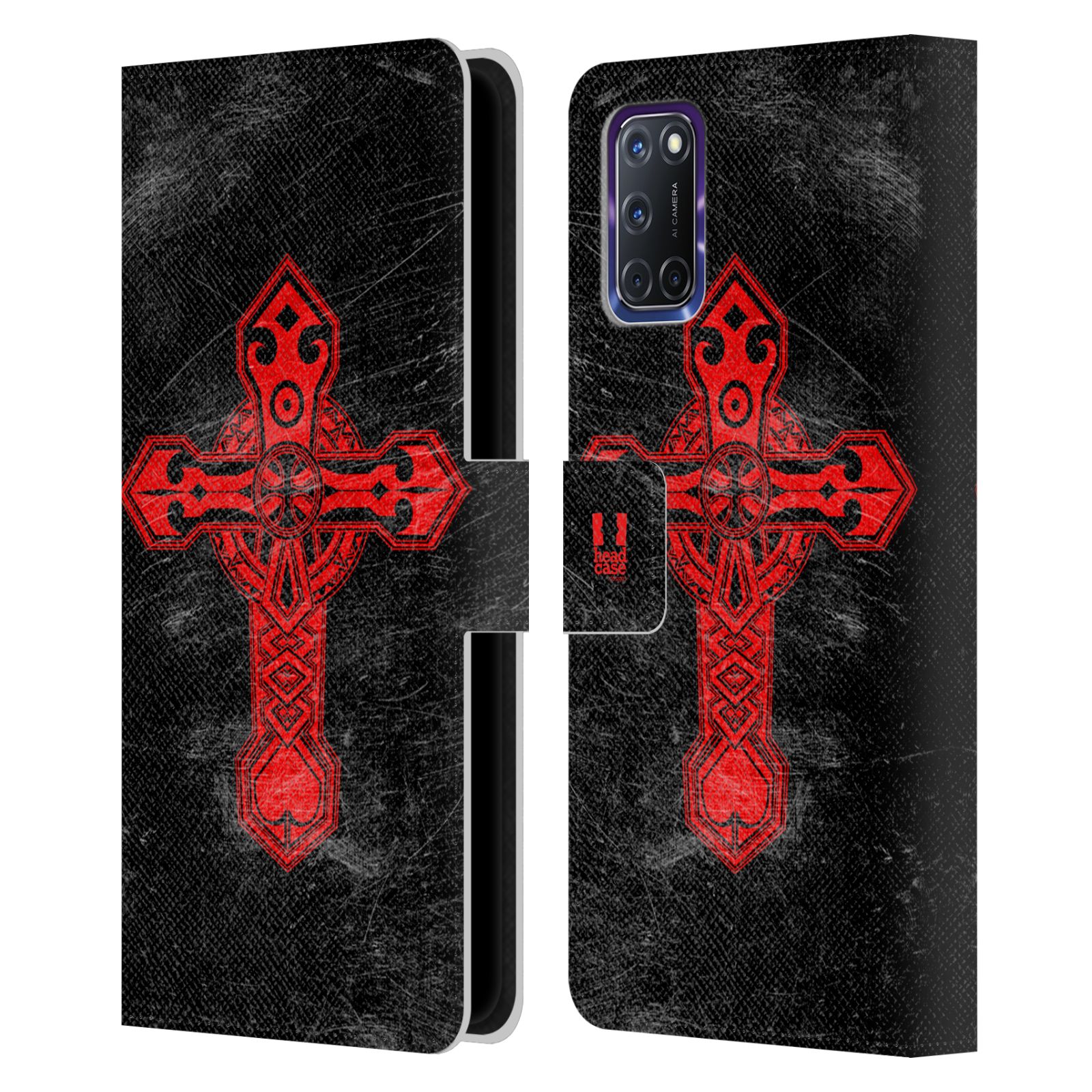 HEAD CASE DESIGNS CROSS PRINTS LEATHER BOOK WALLET CASE COVER FOR OPPO PHONES