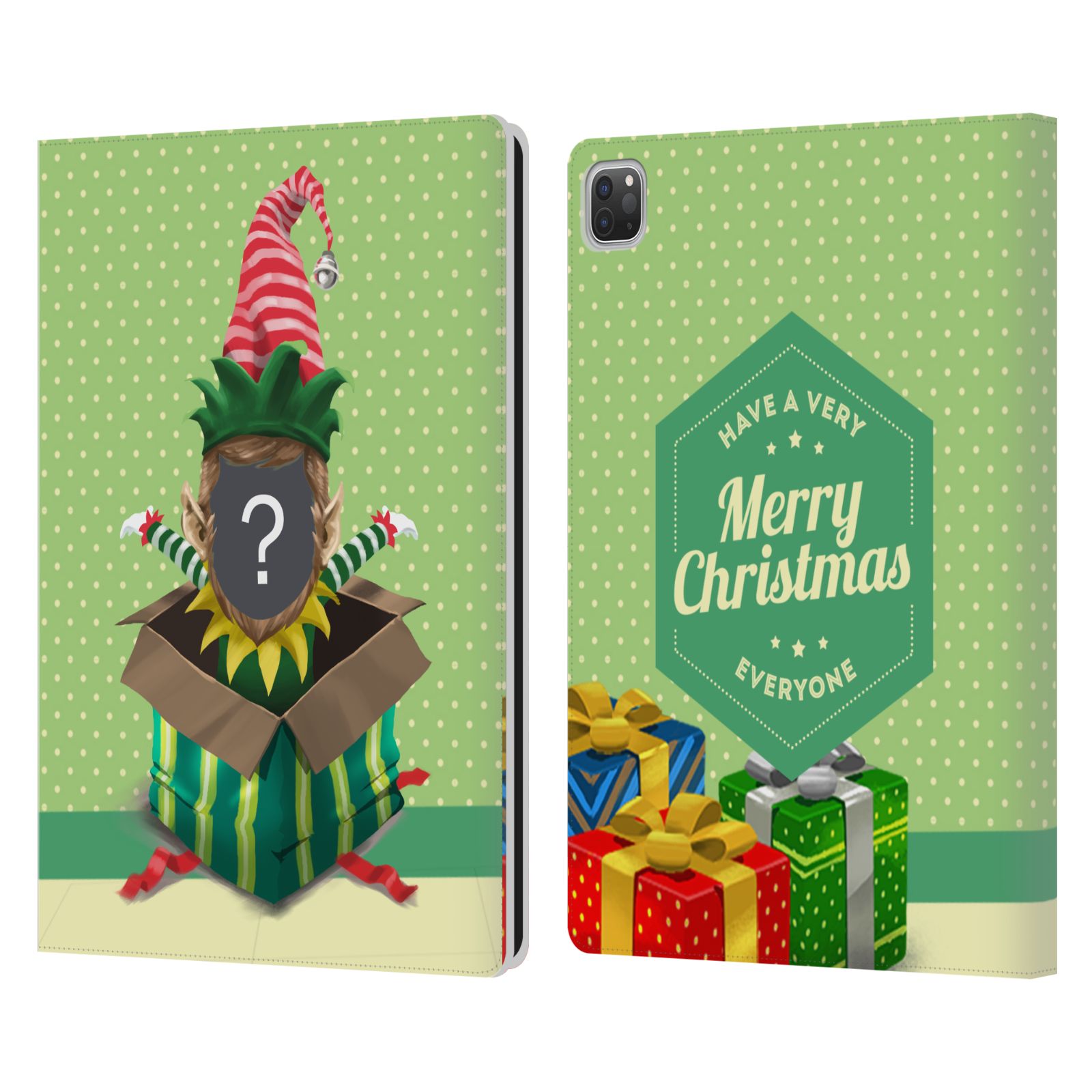 CUSTOM CUSTOMISED PERSONALISED CHRISTMAS LEATHER BOOK WALLET CASE FOR APPLE iPAD - Picture 7 of 13