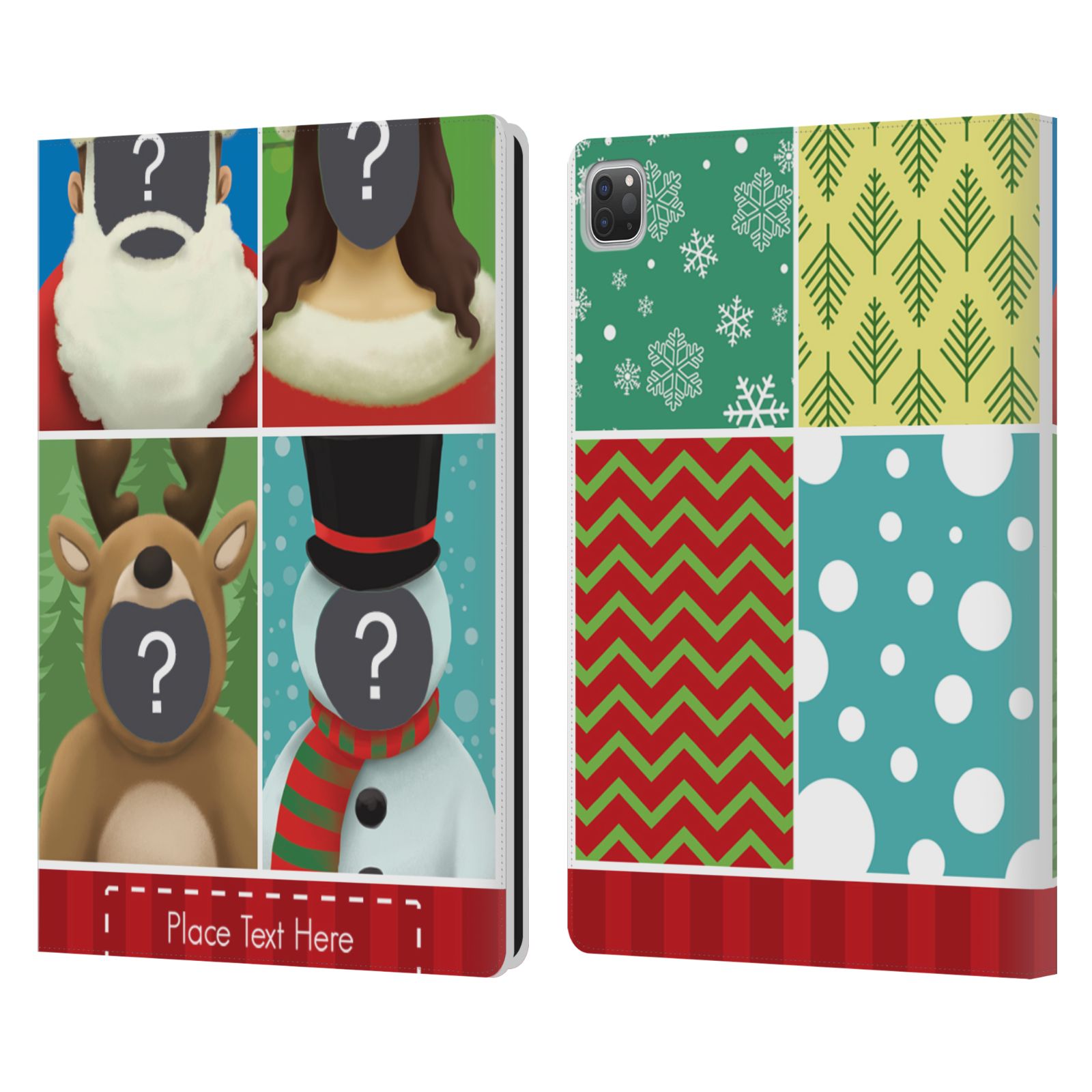 CUSTOM CUSTOMISED PERSONALISED CHRISTMAS LEATHER BOOK WALLET CASE FOR APPLE iPAD - Picture 8 of 13