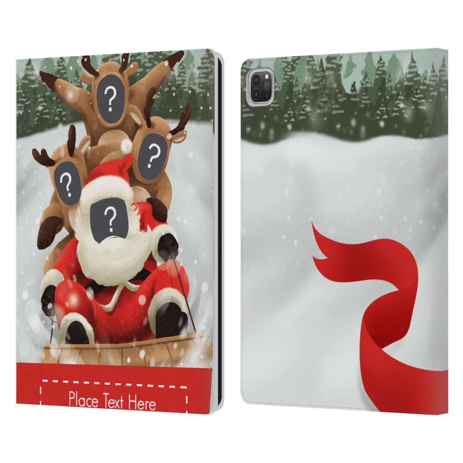CUSTOM CUSTOMISED PERSONALISED CHRISTMAS LEATHER BOOK WALLET CASE FOR APPLE iPAD - Picture 9 of 13