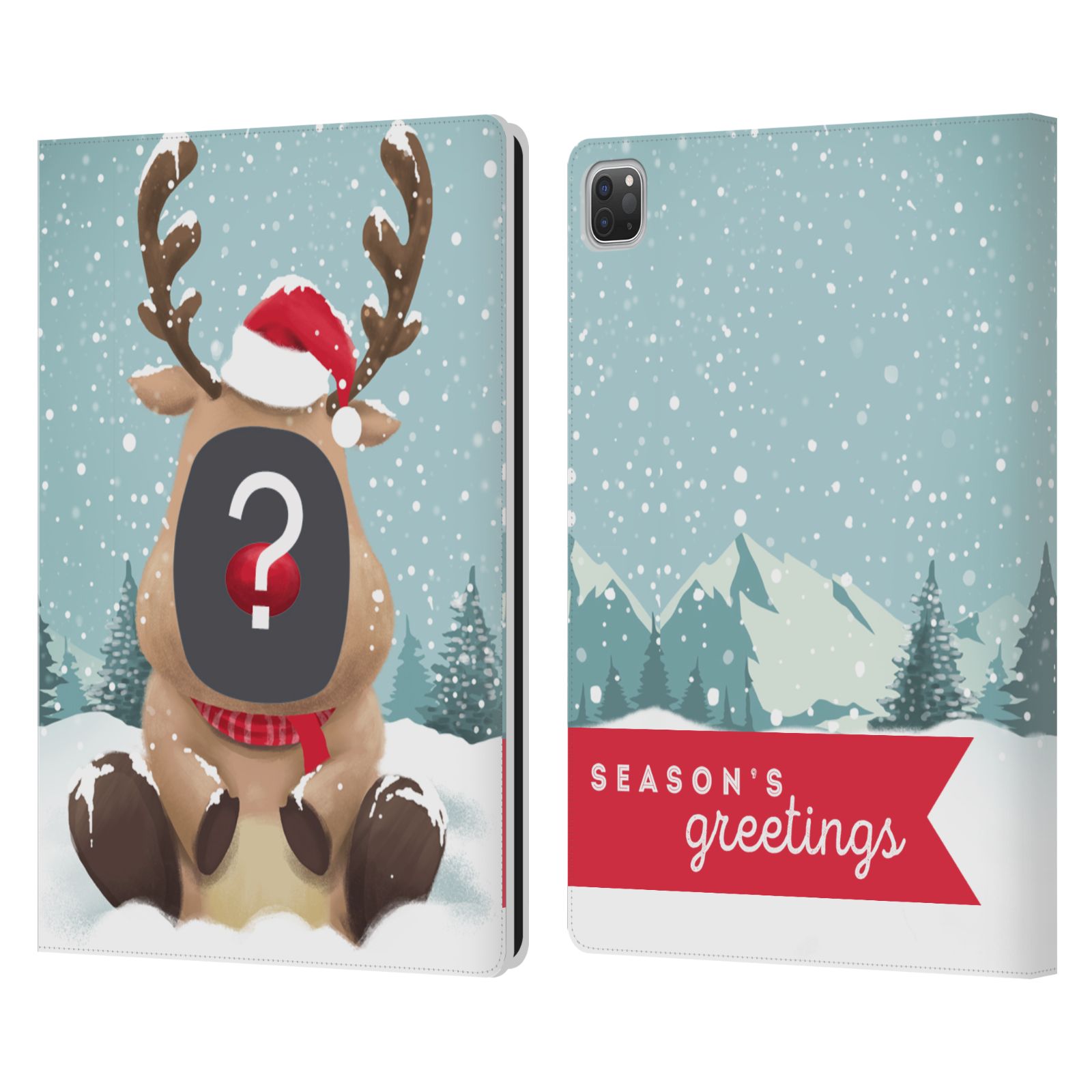 CUSTOM CUSTOMISED PERSONALISED CHRISTMAS LEATHER BOOK WALLET CASE FOR APPLE iPAD - Picture 11 of 13