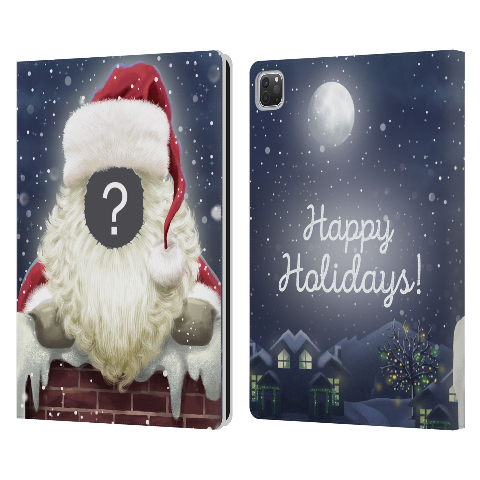 CUSTOM CUSTOMISED PERSONALISED CHRISTMAS LEATHER BOOK WALLET CASE FOR APPLE iPAD - Picture 12 of 13