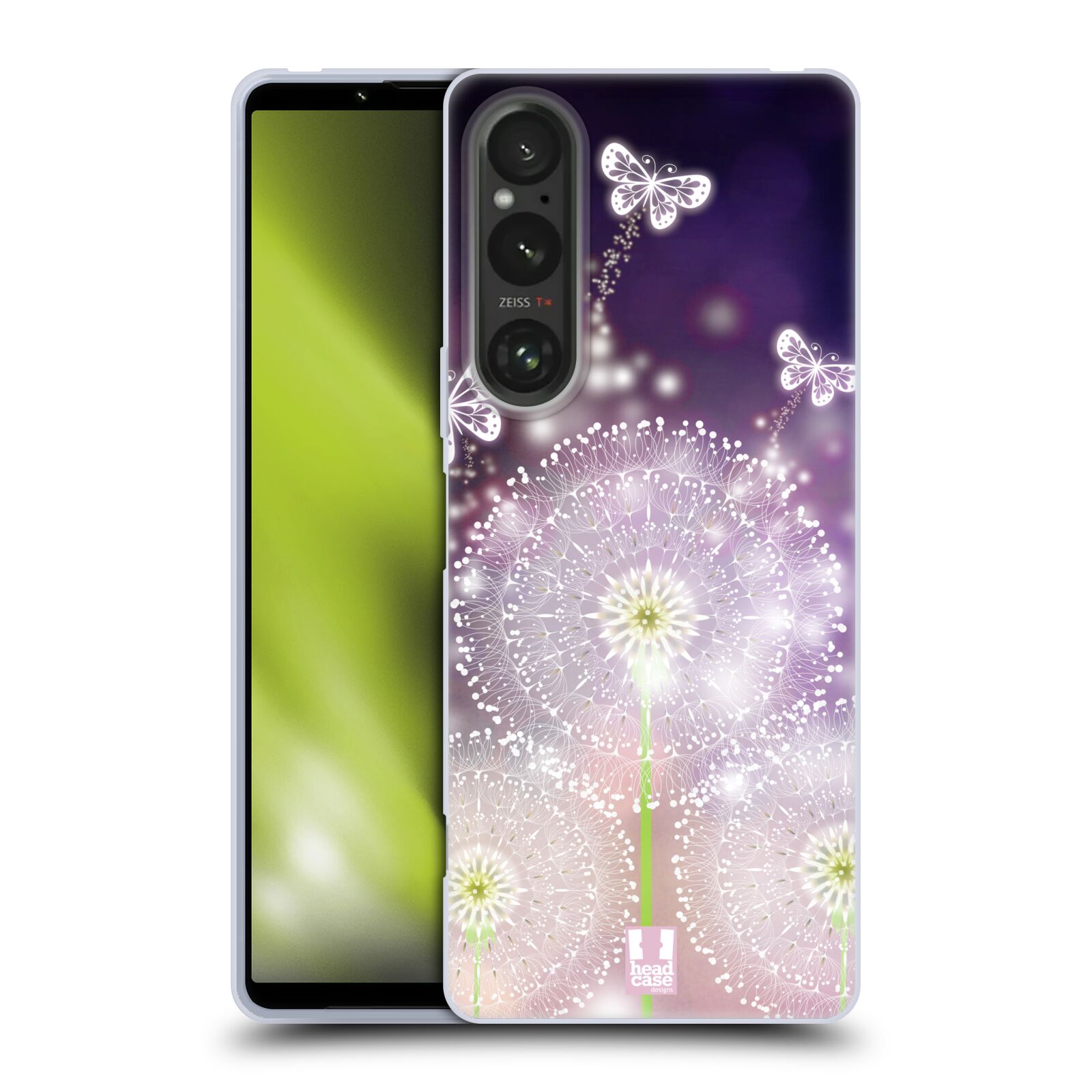 Silikonové pouzdro - Sony Xperia 1 V - Head Case - Pampelišky a Motýlci (Silikonový kryt, obal, pouzdro na mobilní telefon Sony Xperia 1 V s motivem Pampelišky a Motýlci)