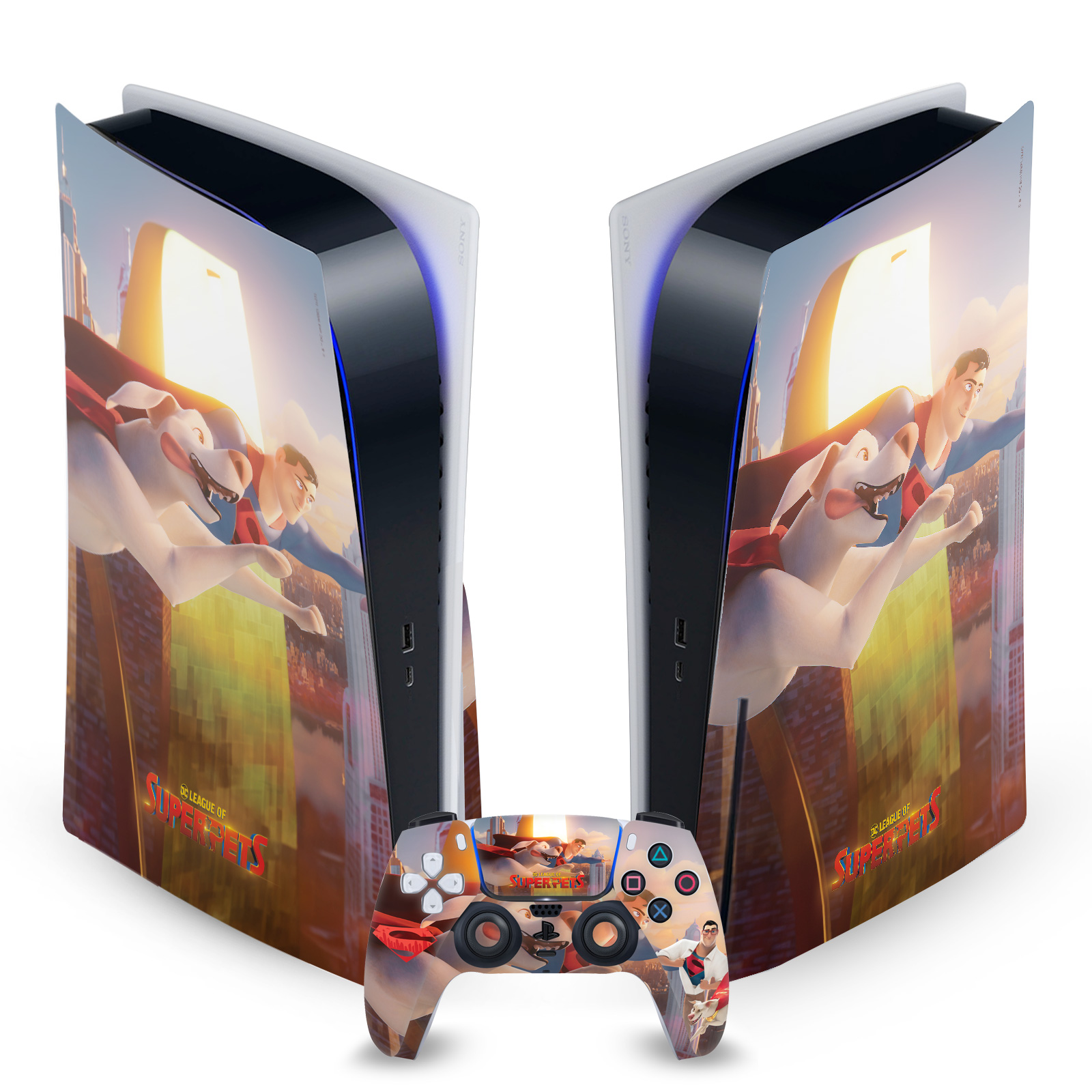 DC LEAGUE OF SUPER PETS GRAPHICS VINYL SKIN FOR SONY PS5 DISC EDITION BUNDLE