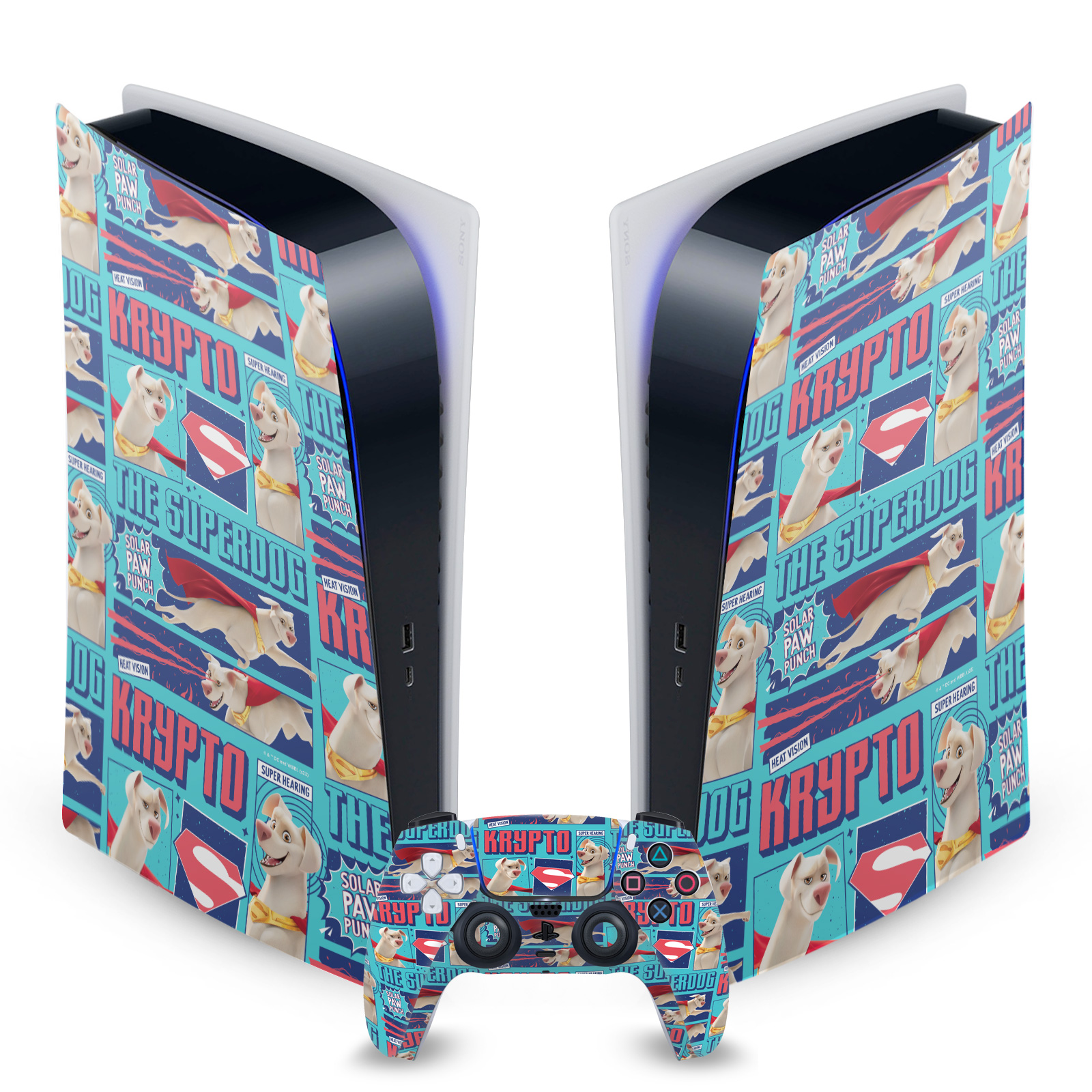 DC LEAGUE OF SUPER PETS GRAPHICS VINYL SKIN FOR SONY PS5 DIGITAL EDITION BUNDLE