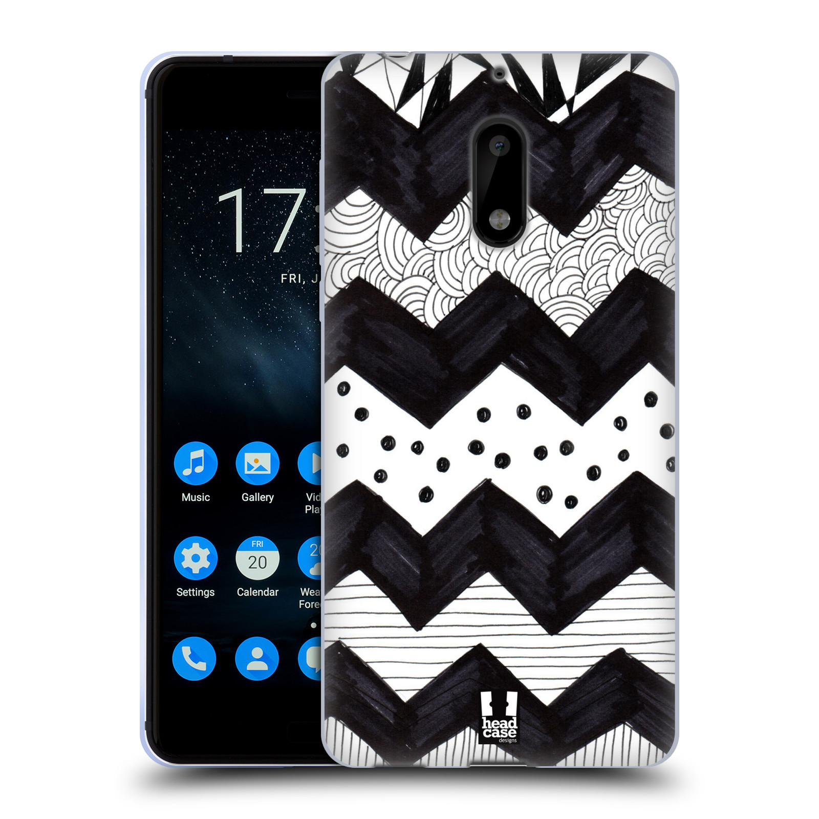 FUNDA DE GEL HEAD CASE DESIGNS CON PATRONES DE DOODLE EN BLANCO Y NEGRO PARA TELÉFONOS NOKIA 1 - Imagen 15 de 15