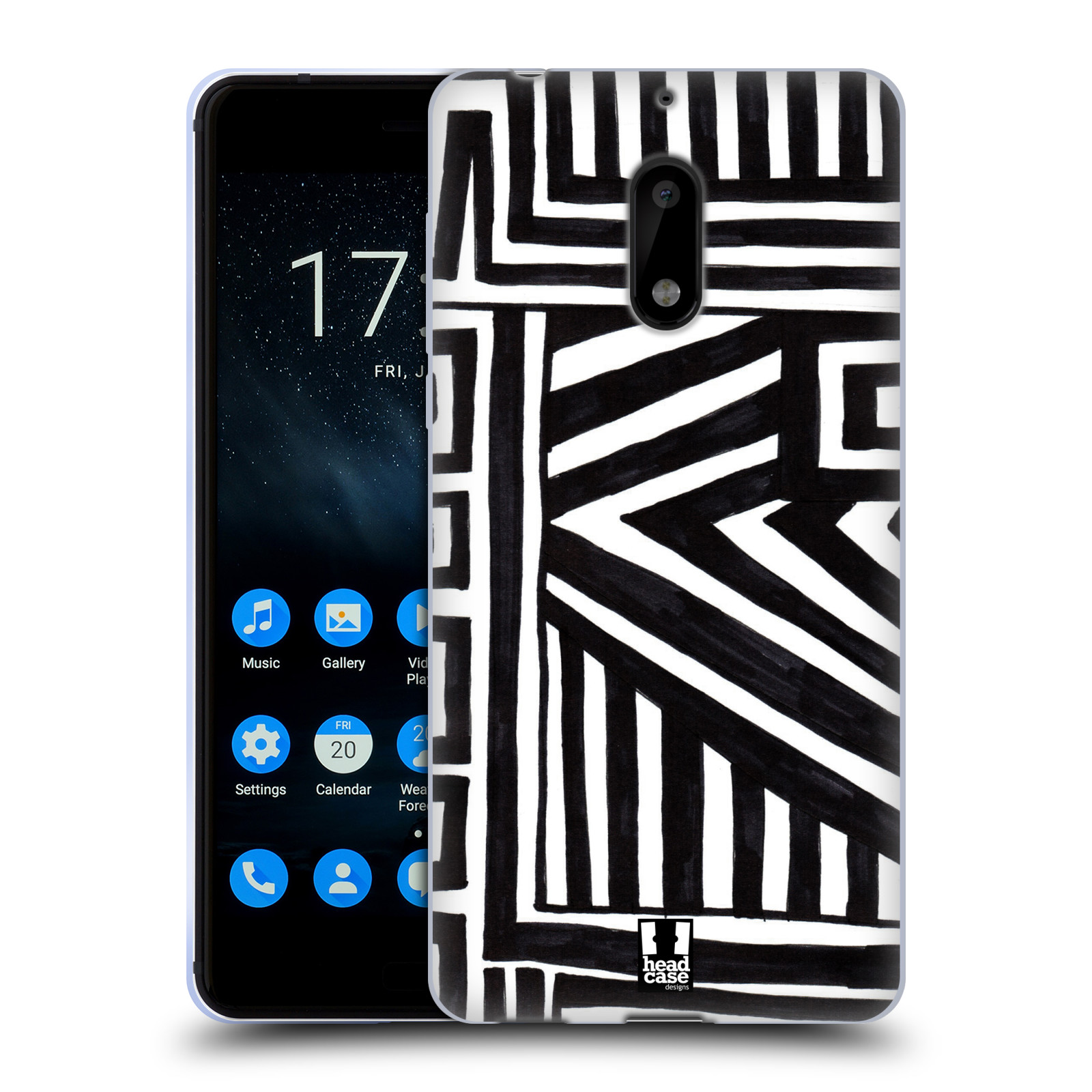 FUNDA DE GEL HEAD CASE DESIGNS CON PATRONES DE DOODLE EN BLANCO Y NEGRO PARA TELÉFONOS NOKIA 1 - Imagen 8 de 15