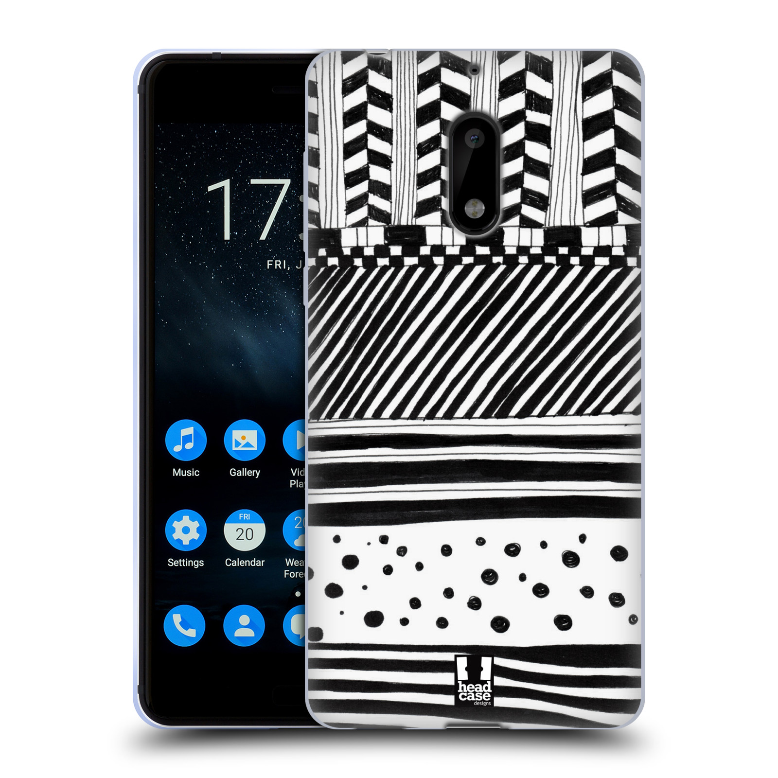 FUNDA DE GEL HEAD CASE DESIGNS CON PATRONES DE DOODLE EN BLANCO Y NEGRO PARA TELÉFONOS NOKIA 1 - Imagen 9 de 15