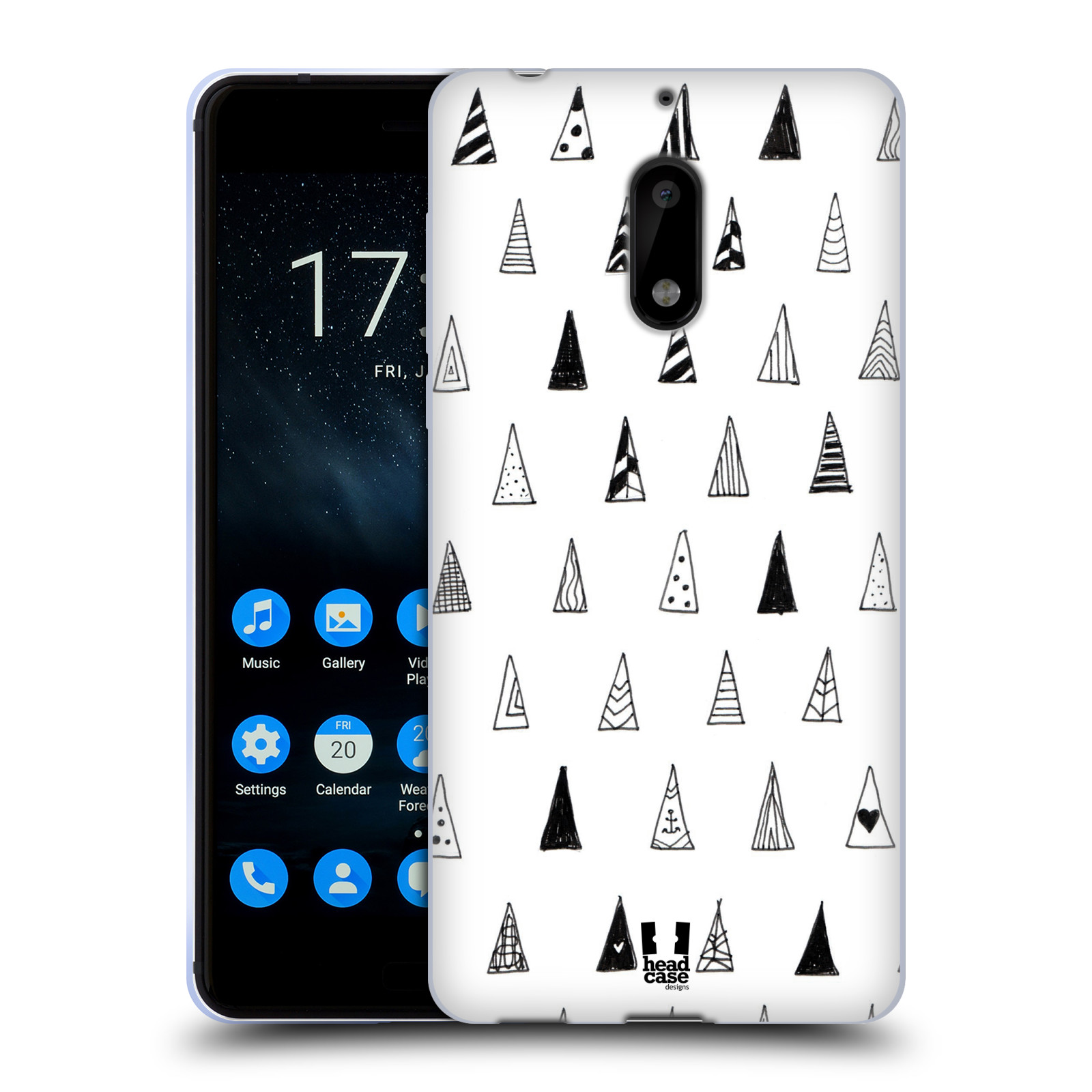 FUNDA DE GEL HEAD CASE DESIGNS CON PATRONES DE DOODLE EN BLANCO Y NEGRO PARA TELÉFONOS NOKIA 1 - Imagen 13 de 15