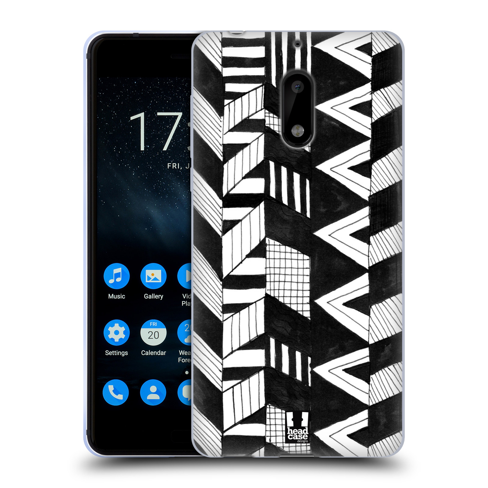 FUNDA DE GEL HEAD CASE DESIGNS CON PATRONES DE DOODLE EN BLANCO Y NEGRO PARA TELÉFONOS NOKIA 1 - Imagen 14 de 15